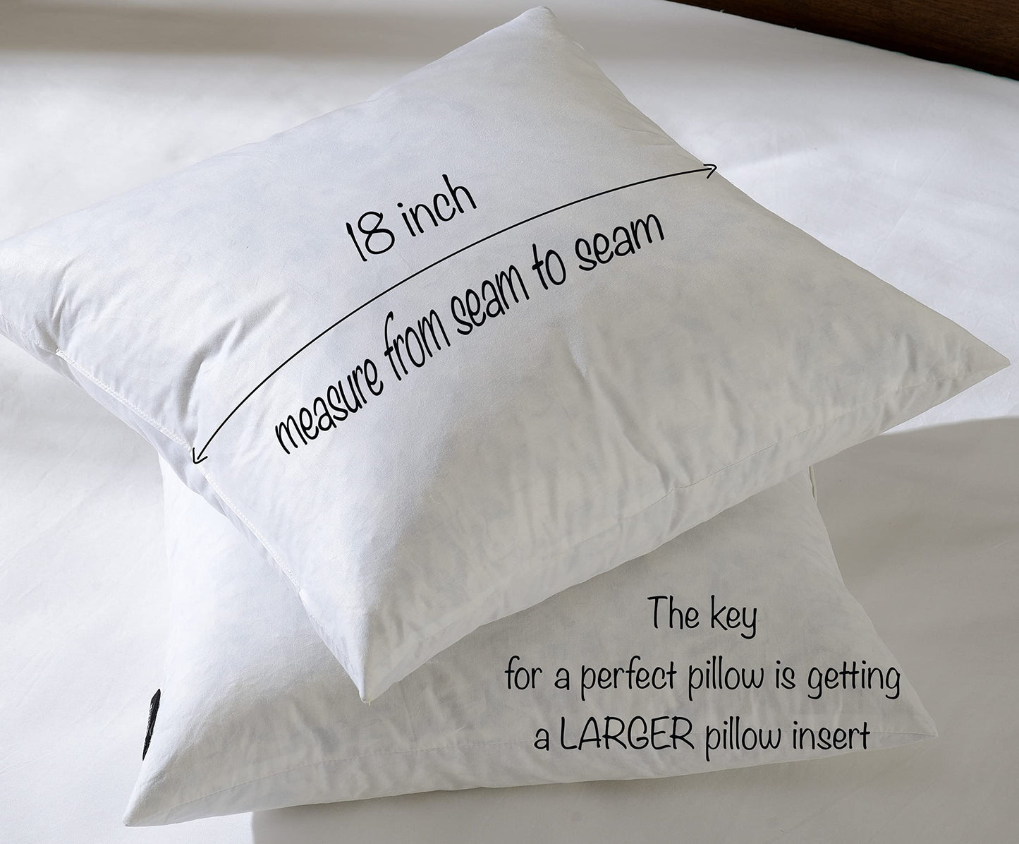 basic home 18x18 Decorative Throw Pillow Inserts-Down Feather Pillow Inserts-Square-Cotton Fabric-Set of 2-White. - Medaid International