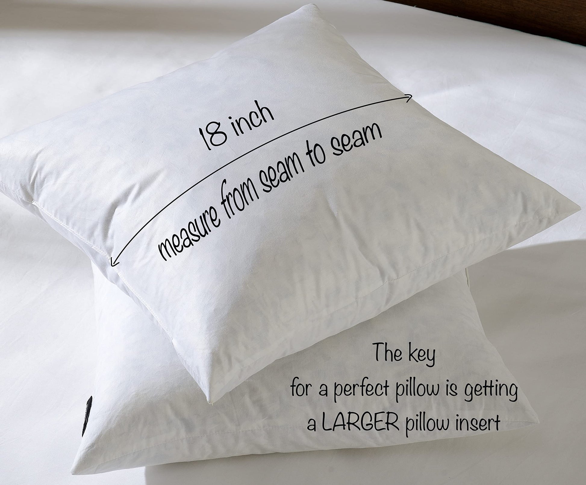 basic home 18x18 Decorative Throw Pillow Inserts-Down Feather Pillow Inserts-Square-Cotton Fabric-Set of 2-White. - Medaid International