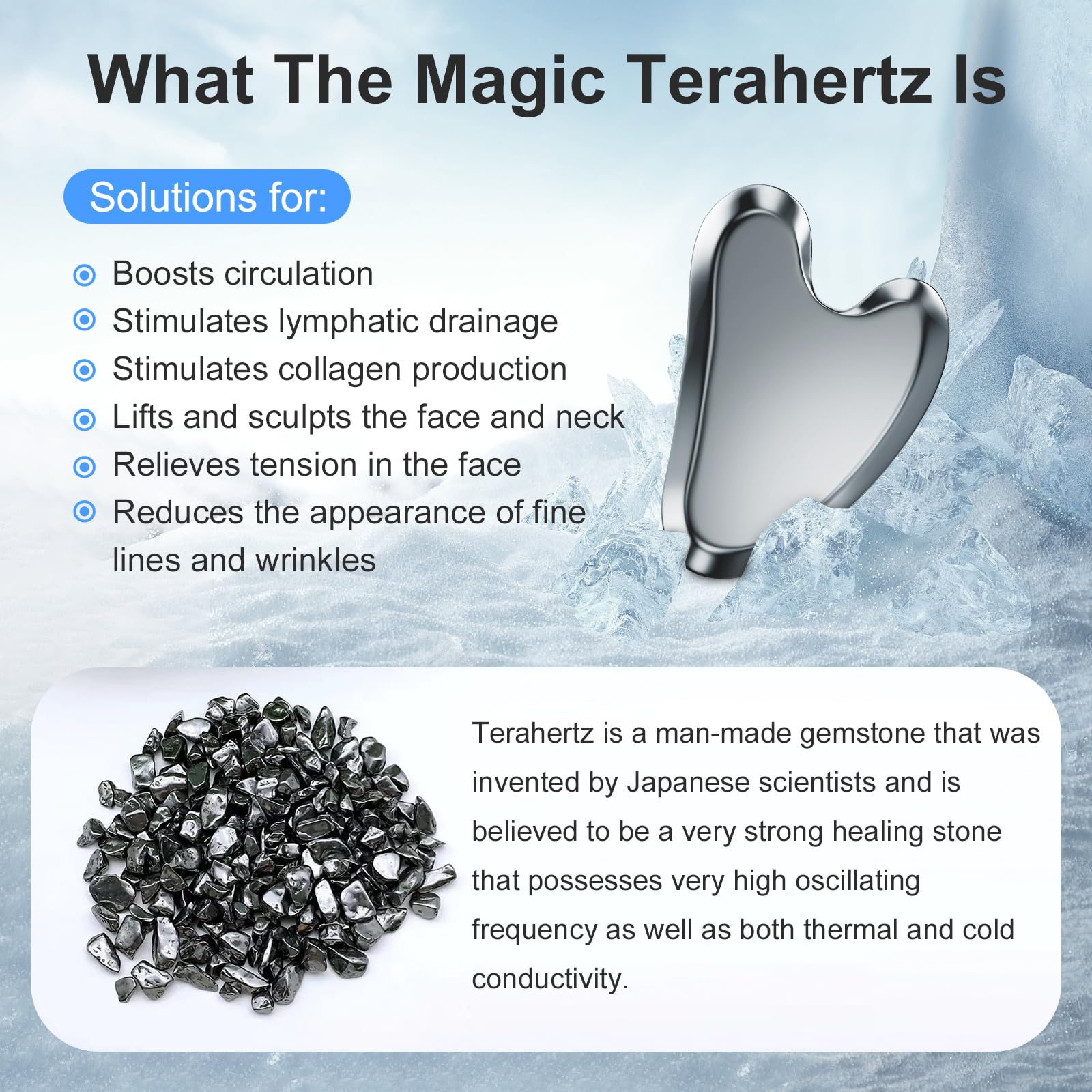 ZminRN Terahertz Gua Sha Facial Tools Guasha Tool for Face Body Gua Sha Stone Lymphatic Drainage Massager - Medaid International