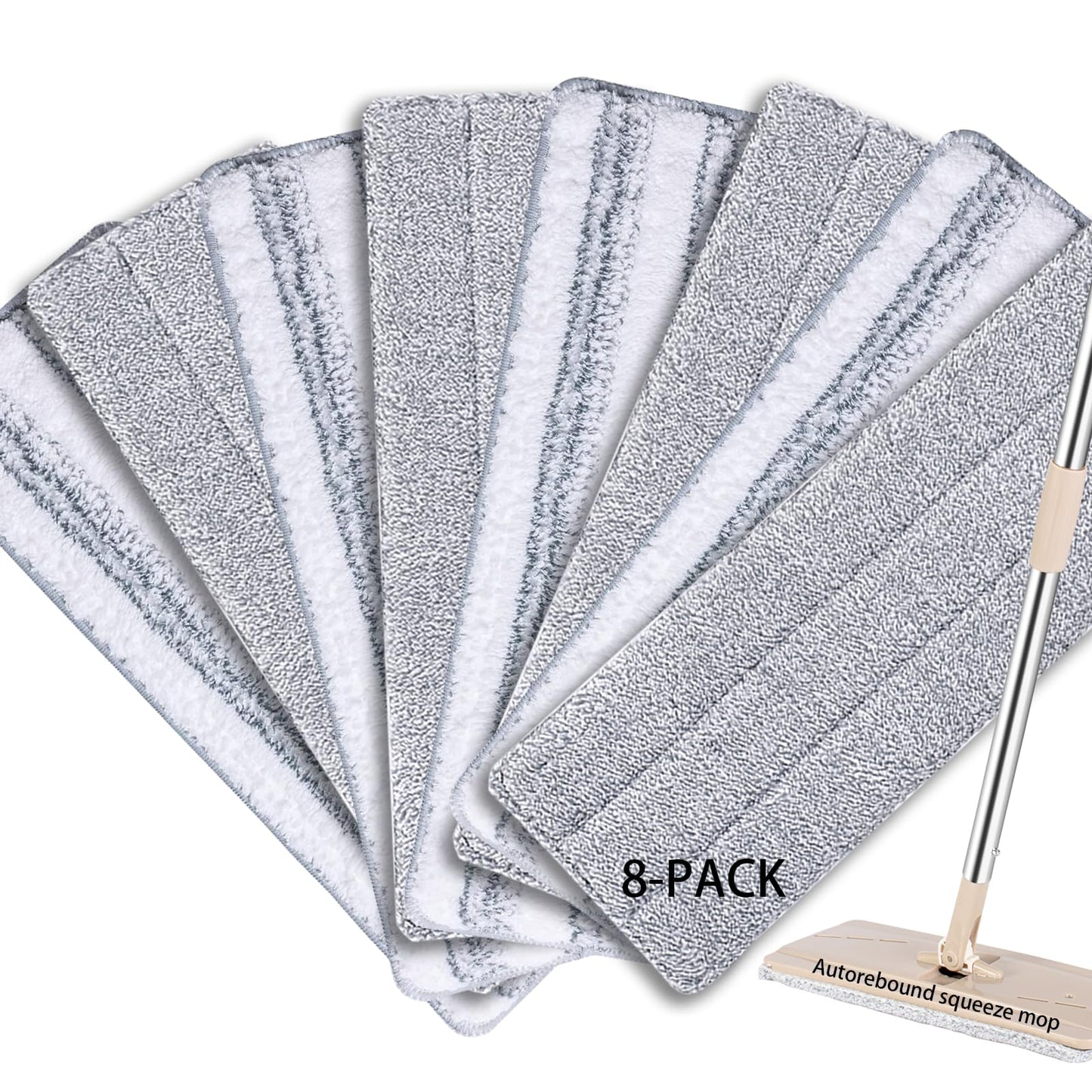 Bycarm Flat Mop Pads Compatible with Joymop, Joymoop Mop Replacement Pads for Joy 13 inch Flat Moop, Washable Squeeze Microfiber Mop pad for Floor Cleaning(8 Pack Refill, 13"X 4.9") - Medaid International