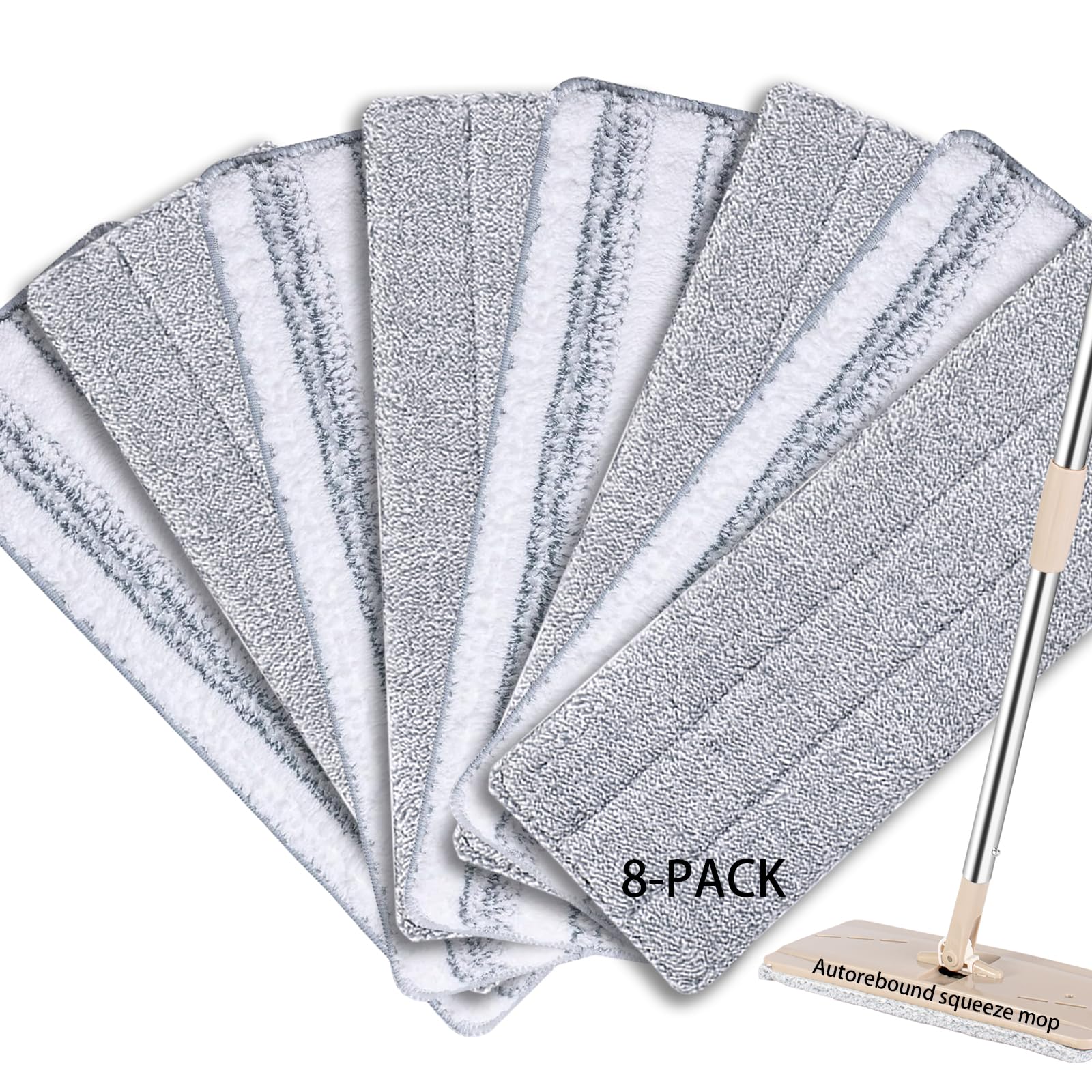 Bycarm Flat Mop Pads Compatible with Joymop, Joymoop Mop Replacement Pads for Joy 13 inch Flat Moop, Washable Squeeze Microfiber Mop pad for Floor Cleaning(8 Pack Refill, 13"X 4.9") - Medaid International
