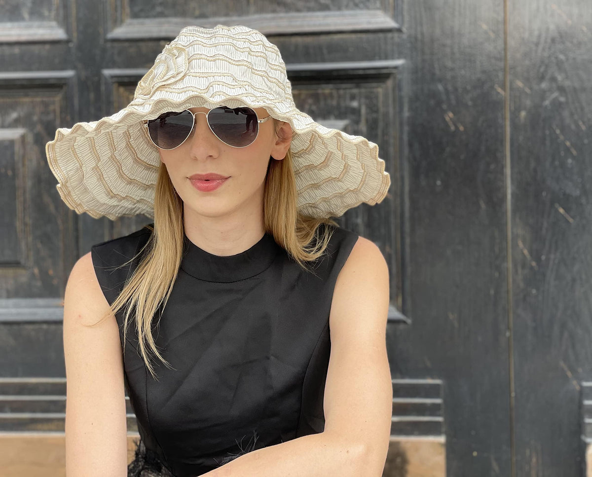 KASTWAVE Women Folding Vintage Outdoor Sun Hats for Beach Garden Travelling UV Protection