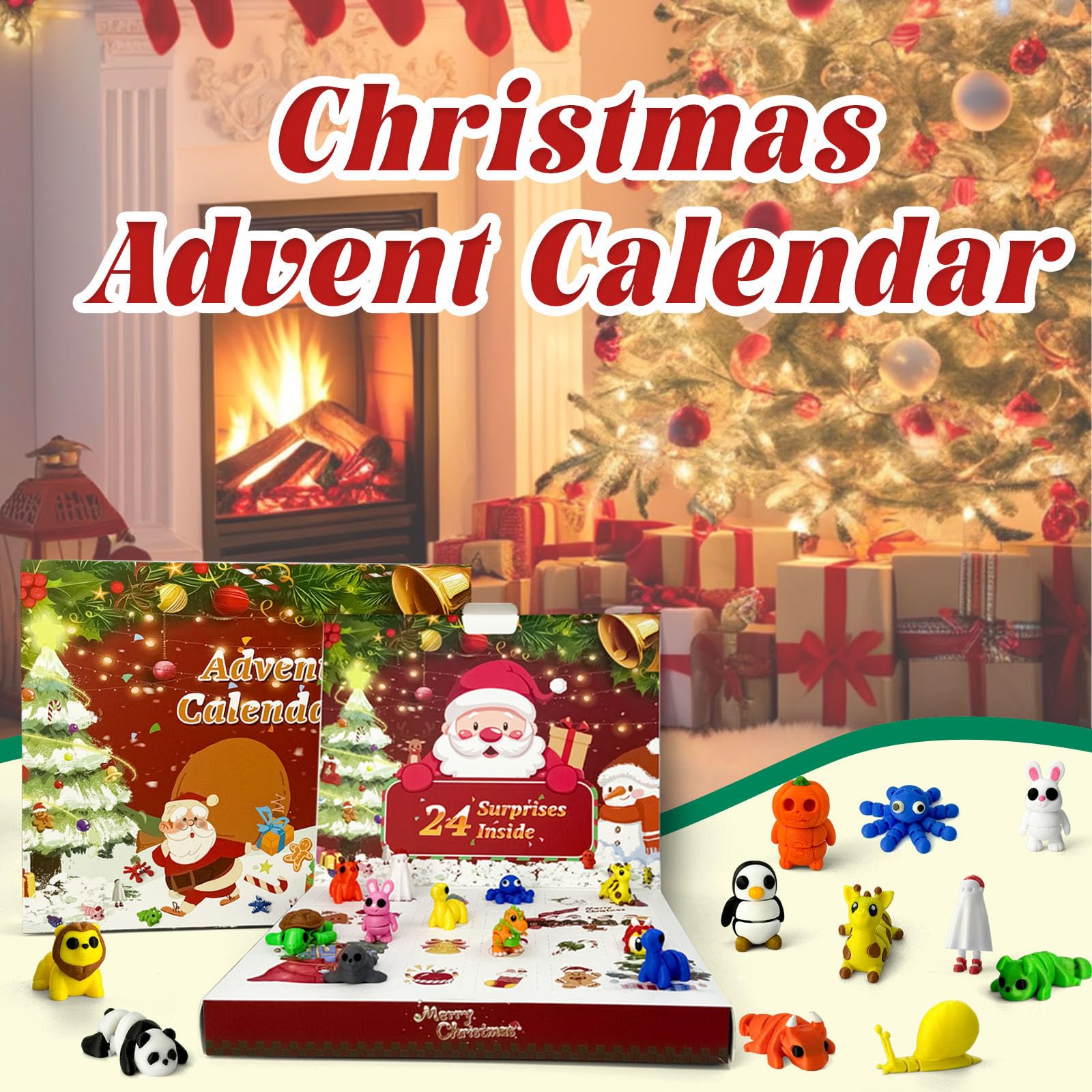 Christmas advent calendar 2025 3D printing animals, 24 Days Christmas Countdown Calender Toys Set, Xmas Gifts Advent Calendars for Boys Girls Ages 4-8 3-5 8-12 (Animal-A) - Medaid International