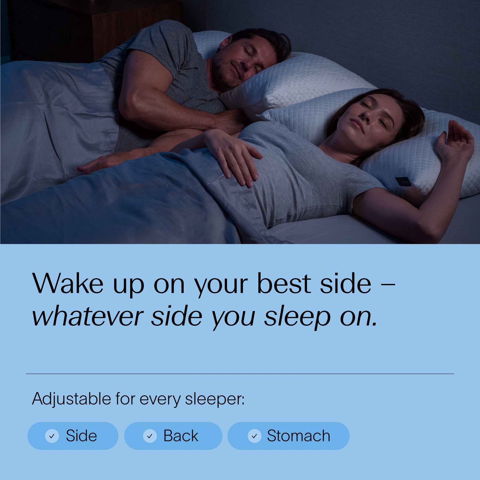 DreamyBlue Signature Pillow w/Adjustable Loft • Shredded Memory Foam Fill • Neutral Alignment for Side, Back, and Stomach Sleepers • Washable Bamboo Rayon Cover • CertiPUR-US Certified Foam (Queen) - Medaid International