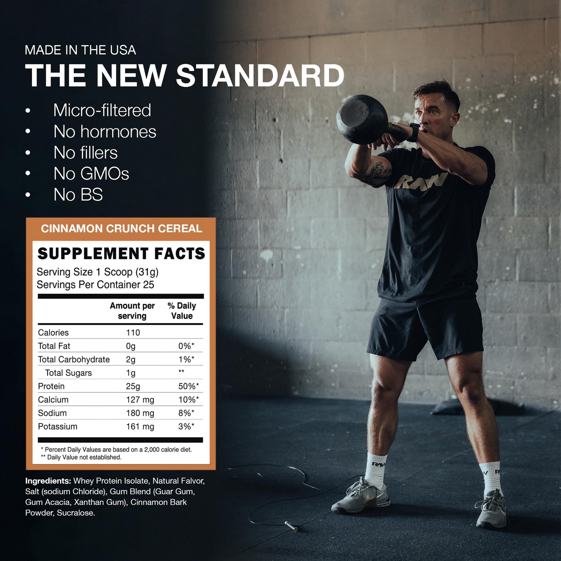 RAW Whey Protein Powder Isolate, Cinnamon Crunch (CBUM Itholate Protein) - 100% Grass-Fed Sports Nutrition Powder for Muscle Growth & Recovery - Low-Fat, Low Carb, Naturally Flavored - 25 Servings - Medaid International