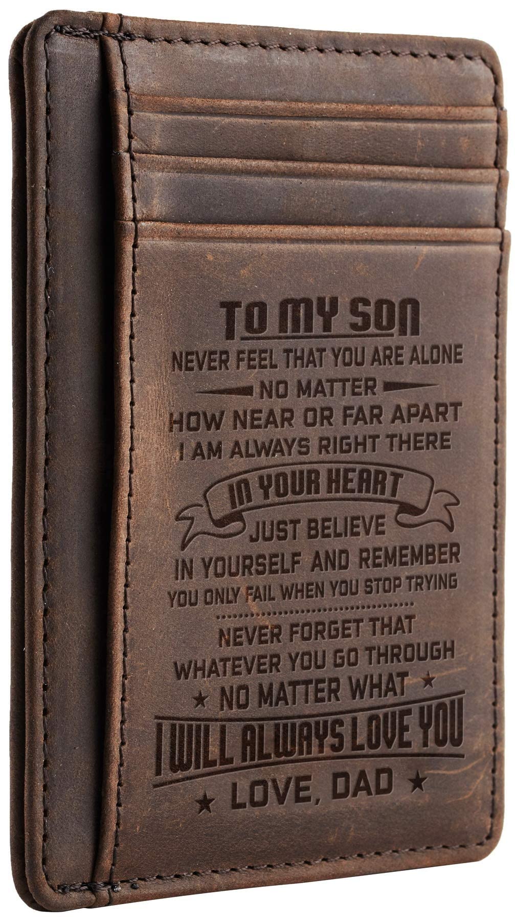 KASTWAVE Purses for Men, Hand Made Vintage Purse, Men's Leather Pocket Slim Wallet, Gift for Son Husband Dad Birthday Gifts Anniversary