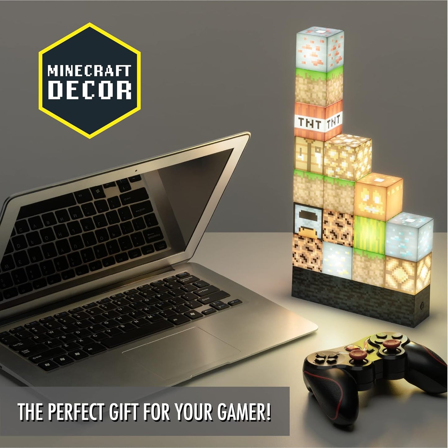 Minecraft DIY Building Blocks Night Light - USB Rechargeable LED Lamp