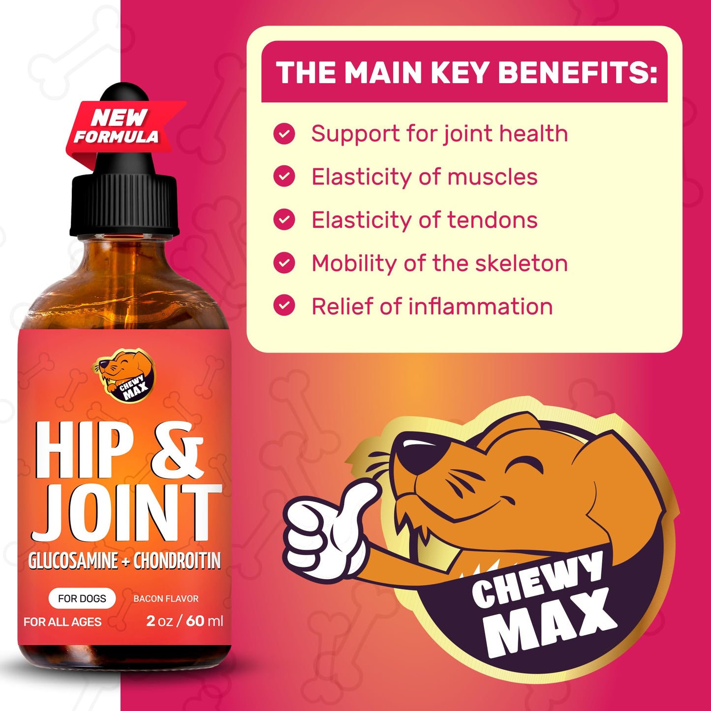 Glucosamine for Dogs | Hip and Joint Supplement | Glucosamine Chondroitin for Dogs | 2 Oz