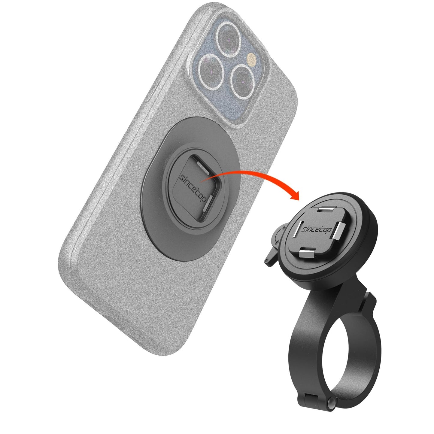 sincetop Bike/Motorcycle Phone Mount - Series Q [ Quad ] - Quick Lock & Release - Aluminum Bicycle Handlebar Phone Holder - Compatible with Mountain/Road/Electric Bikes, and Scooters - Medaid International