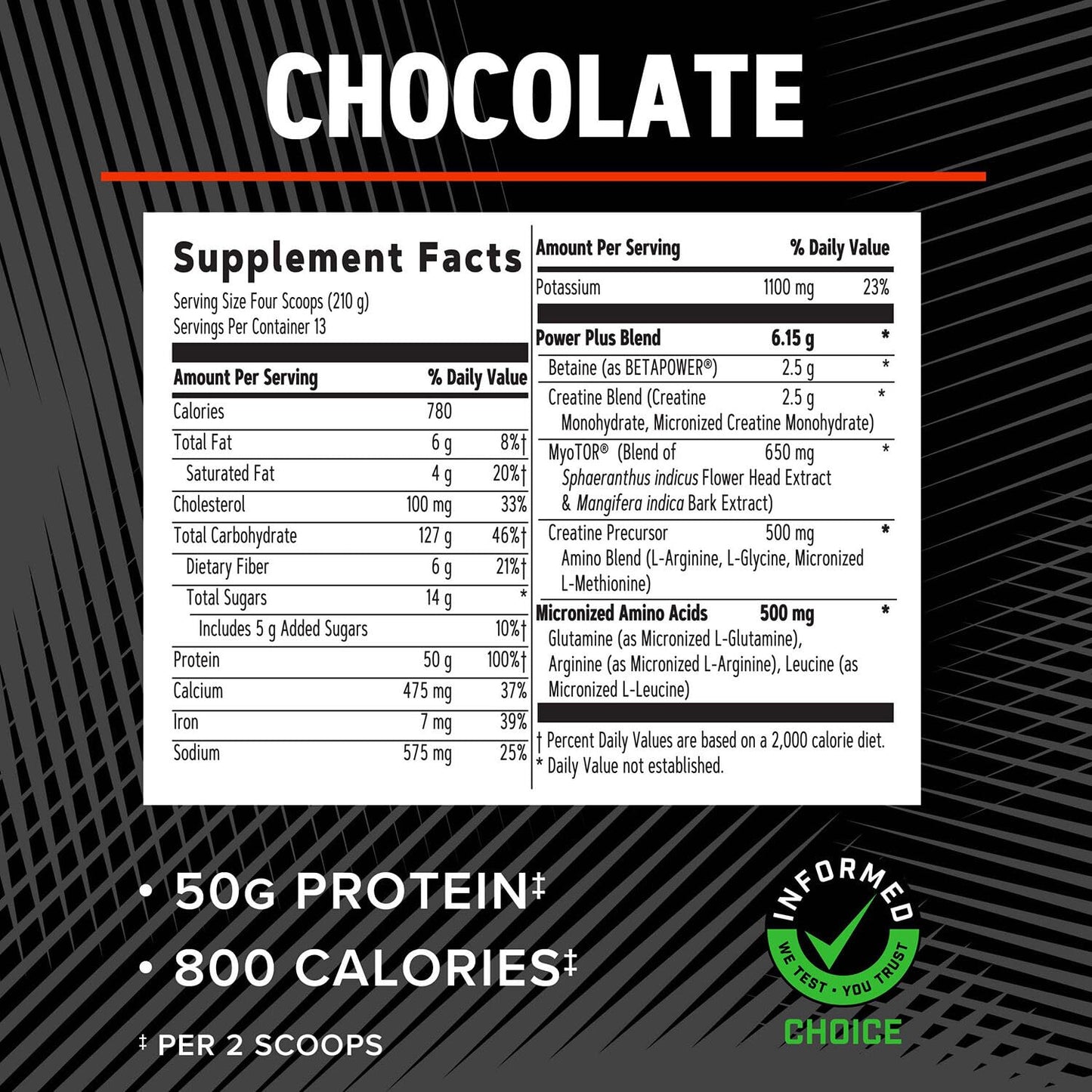 GNC AMP Mass XXX, Clinically Proven Weight Gainer Protein Powder, Improves Strength and Size, 780 Calories, 50g Protein, Micronized Amino Acids, Creatine, Betaine, Chocolate, 13 Servings, 6 Pounds - Medaid International