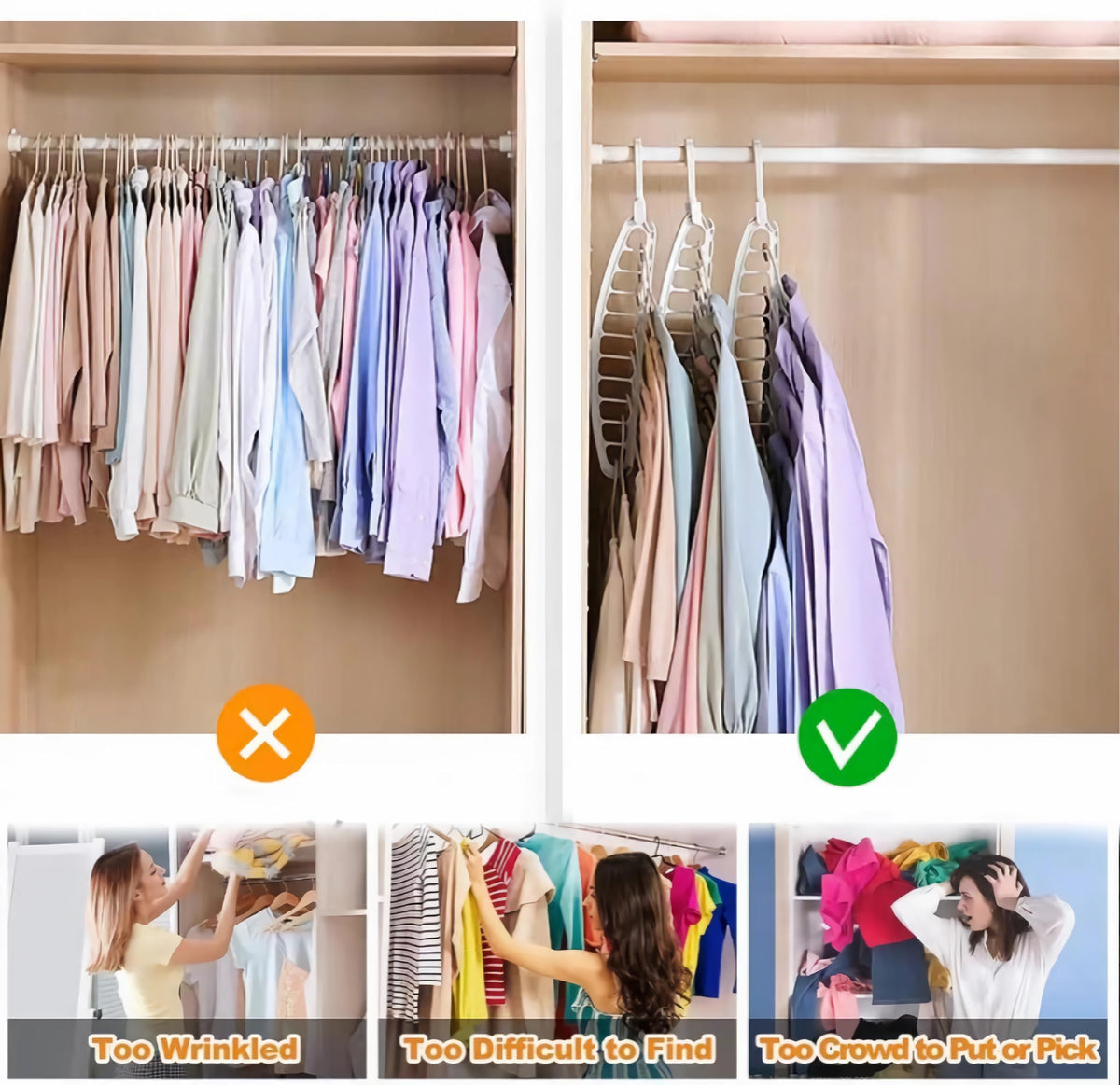 TERRIFI 2 Pack Folding Hanger, Heavy Duty Plastic Clothes Hanger, Space Saving Hangers for Clothes, Suitable for Jeans, Pants, Shirts, Scarves, Sweaters, Coats (White)