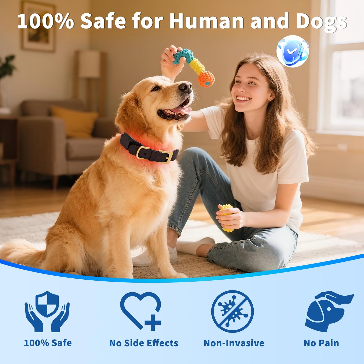 Red Light Therapy Collar for Dog, 660nm & 810nm & 980nm Infrared Red Light Vet Therapy Device for Pet, Cold Laser Therapy Device for Dog Tissue Repair, Pain Relief Arthritis, Promote Blood Circulation - Medaid International