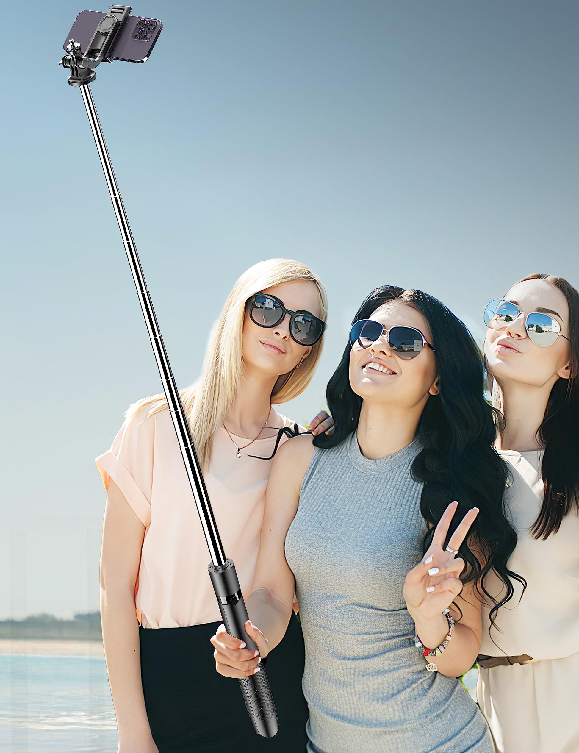 71" Phone Tripod & Selfie Stick, All in One Extendable Cell Phone Tripod with Wireless Remote, Tripods Stand for iPhone & Travel Selfie Stick 360° Rotation Compatible with iPhone Android, Camera - Medaid International