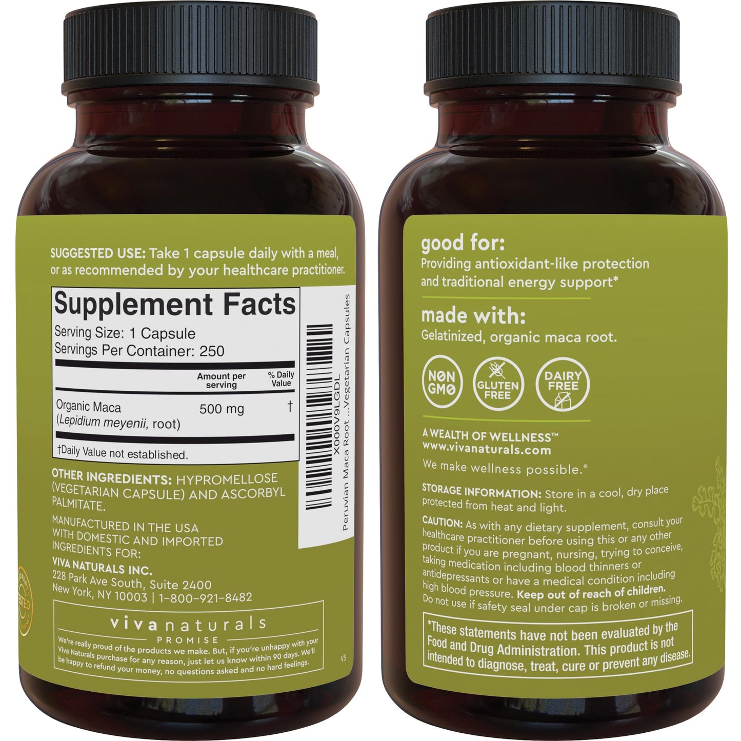 Peruvian Maca Root Supplement for Women & Men, 500mg - Traditionally Used for Energy, Stamina & Endurance - 250 Yellow Maca Root Powder Capsules, Gelatinized for Easier Digestion - Medaid International
