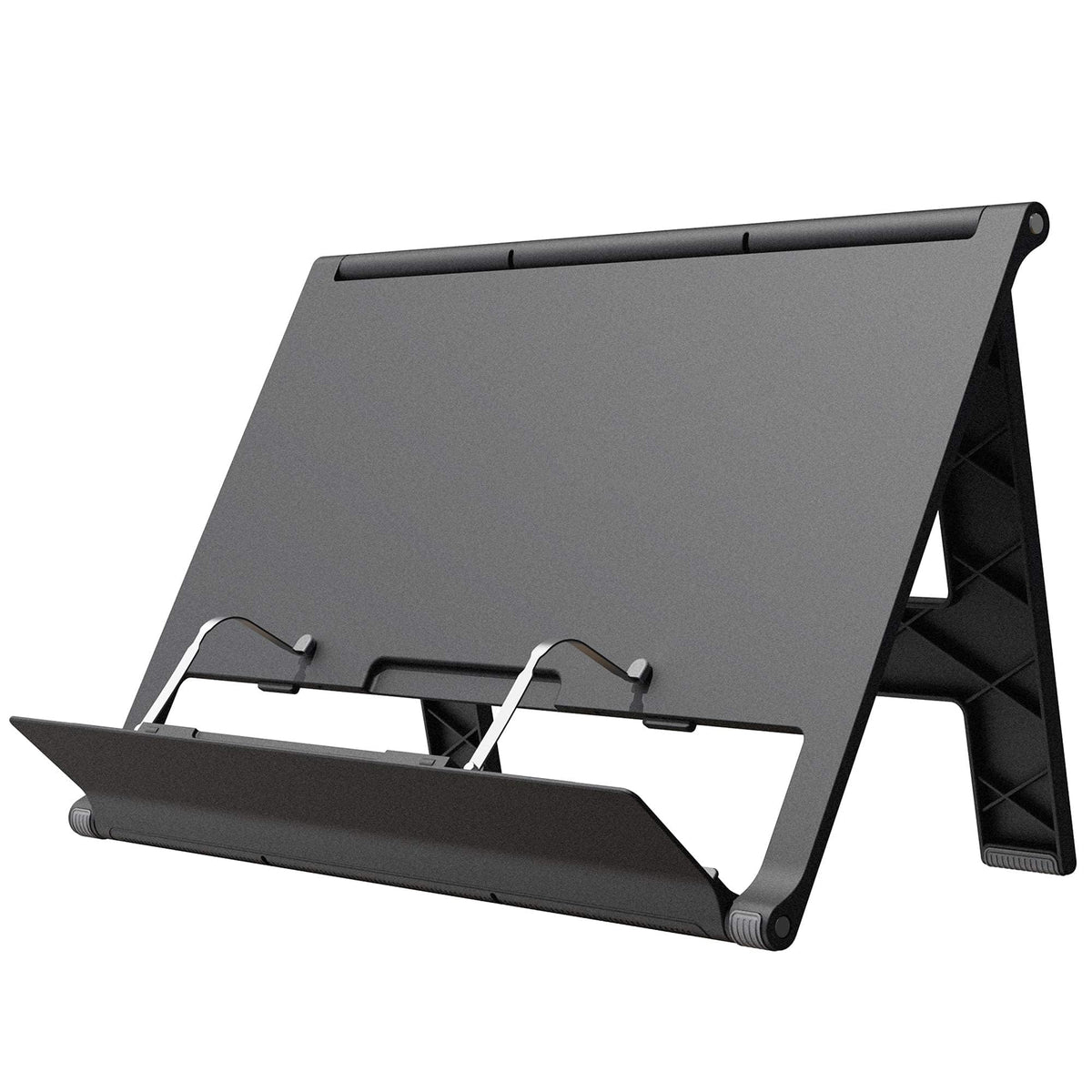TERRIFI Portable Book Stand, Free Angle Adjustable Holder for Thick Textbooks, Collapsible and Lightweight Book Rest, Ideal for Reading and Study, Compact Design for Easy Transport (Black)