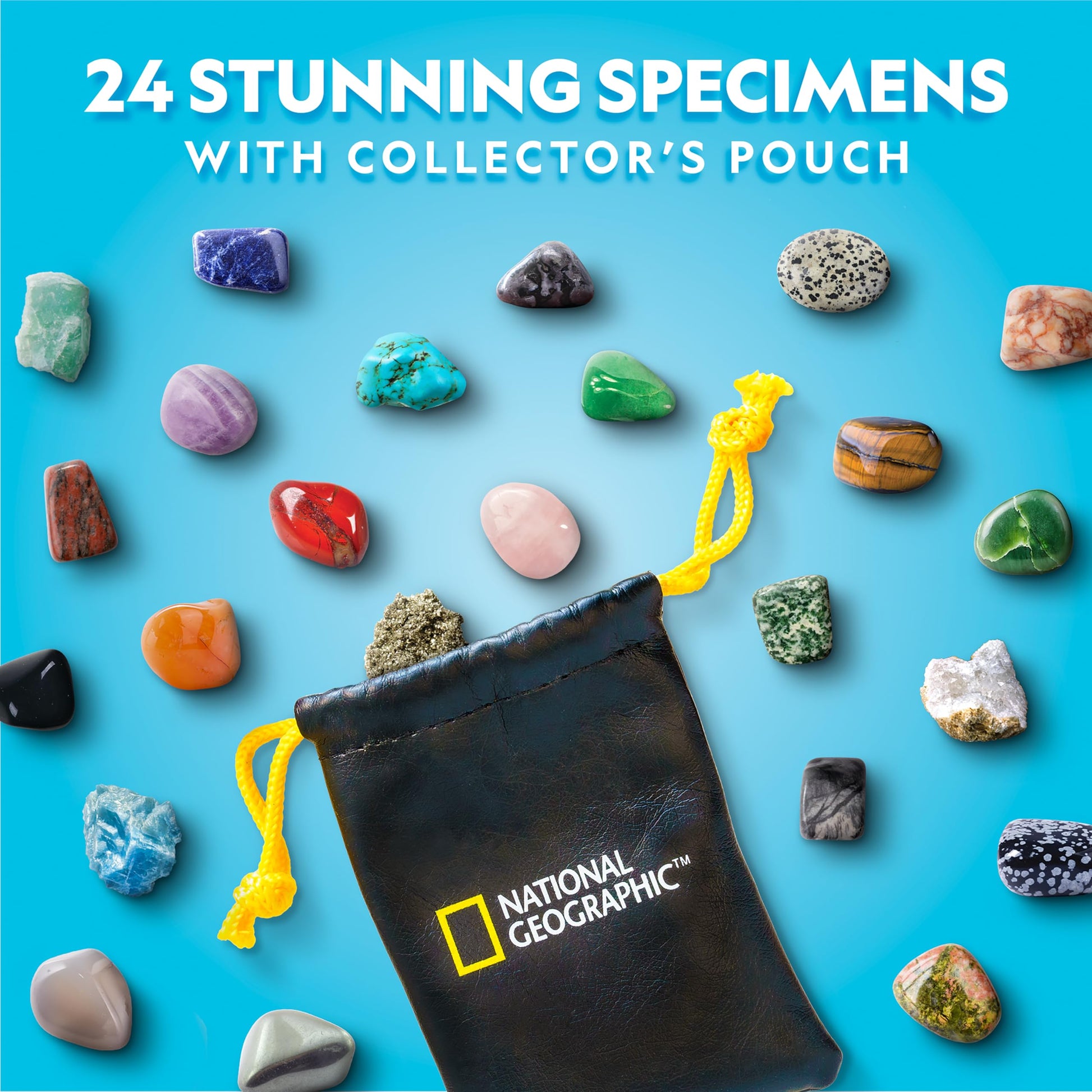 National Geographic 2025 Gemstone Advent Calendar - Limited Edition Kids Christmas Countdown Calendar with 24 Gemsts, Complete Rock Collection, Mini Gem Dig Kit - Medaid International