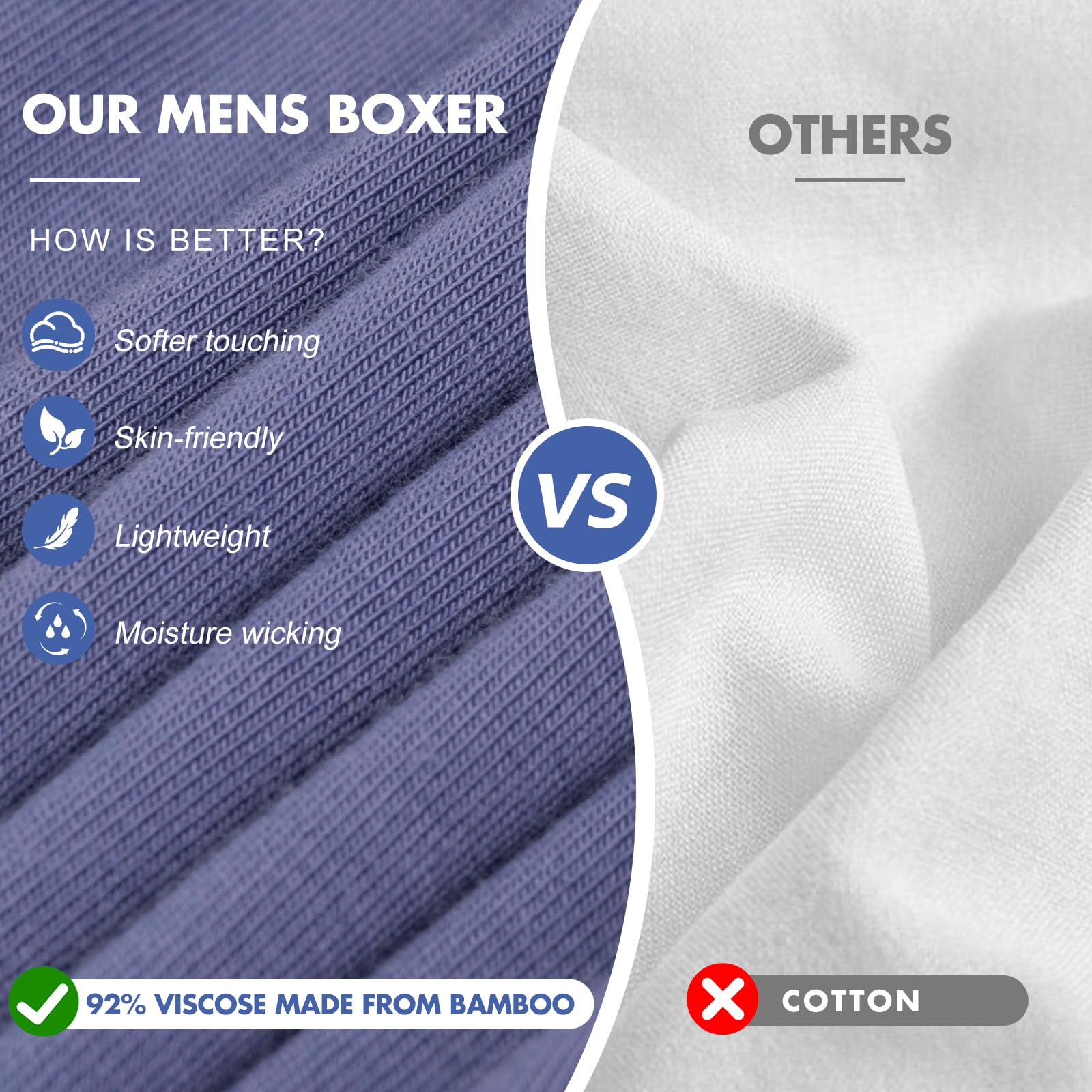 BAMBOO COOL Men's Boxer Shorts,Breathable knit Boxers Underwear,Relaxed Fit Stretch Boxers 4 Pack - Medaid International