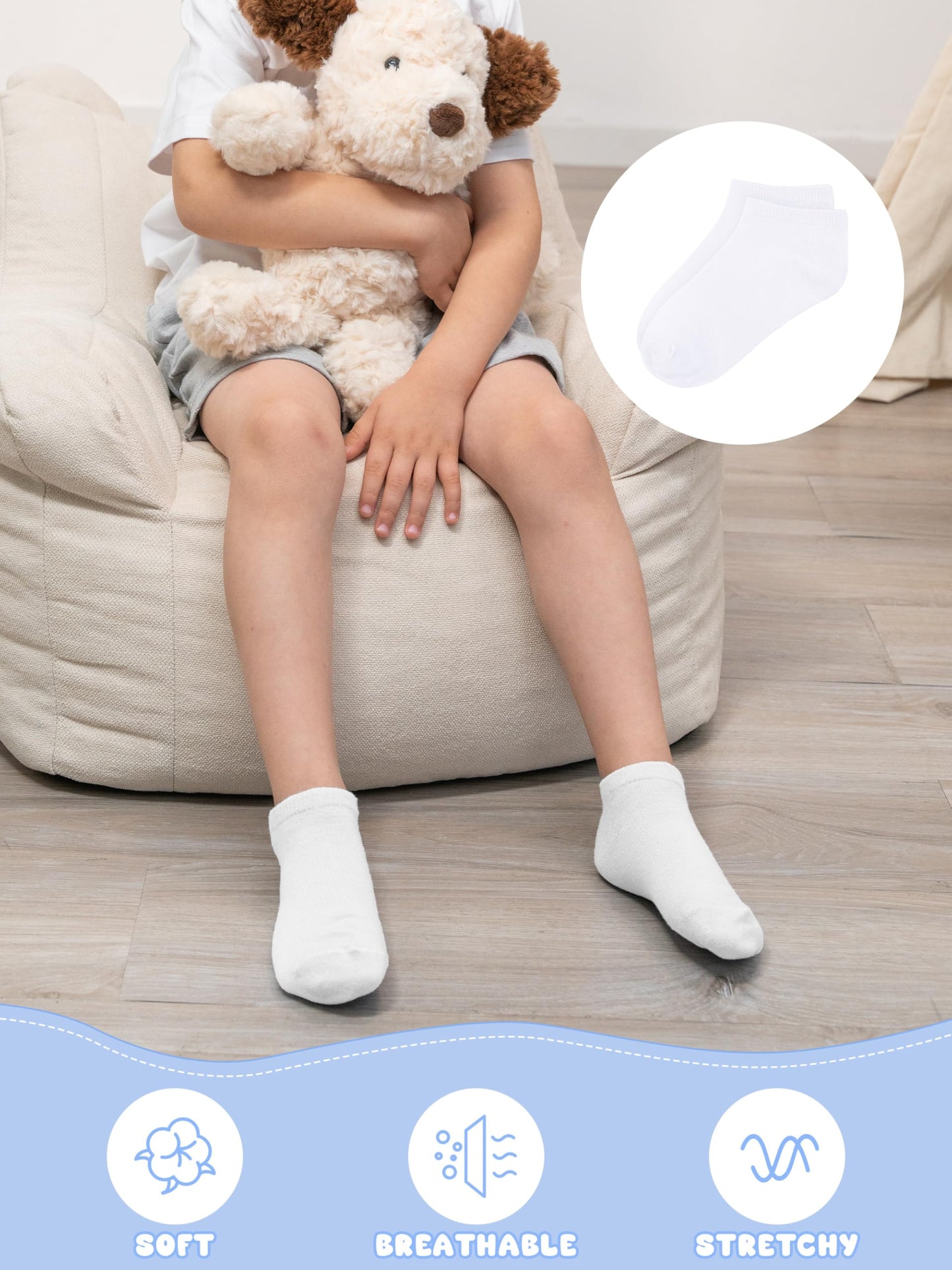 Cooraby 15 Pack Kids' Half Cushion Low Cut Athletic Ankle Socks Boys Girls Ankle Socks (2-4 Years, White) - Medaid International