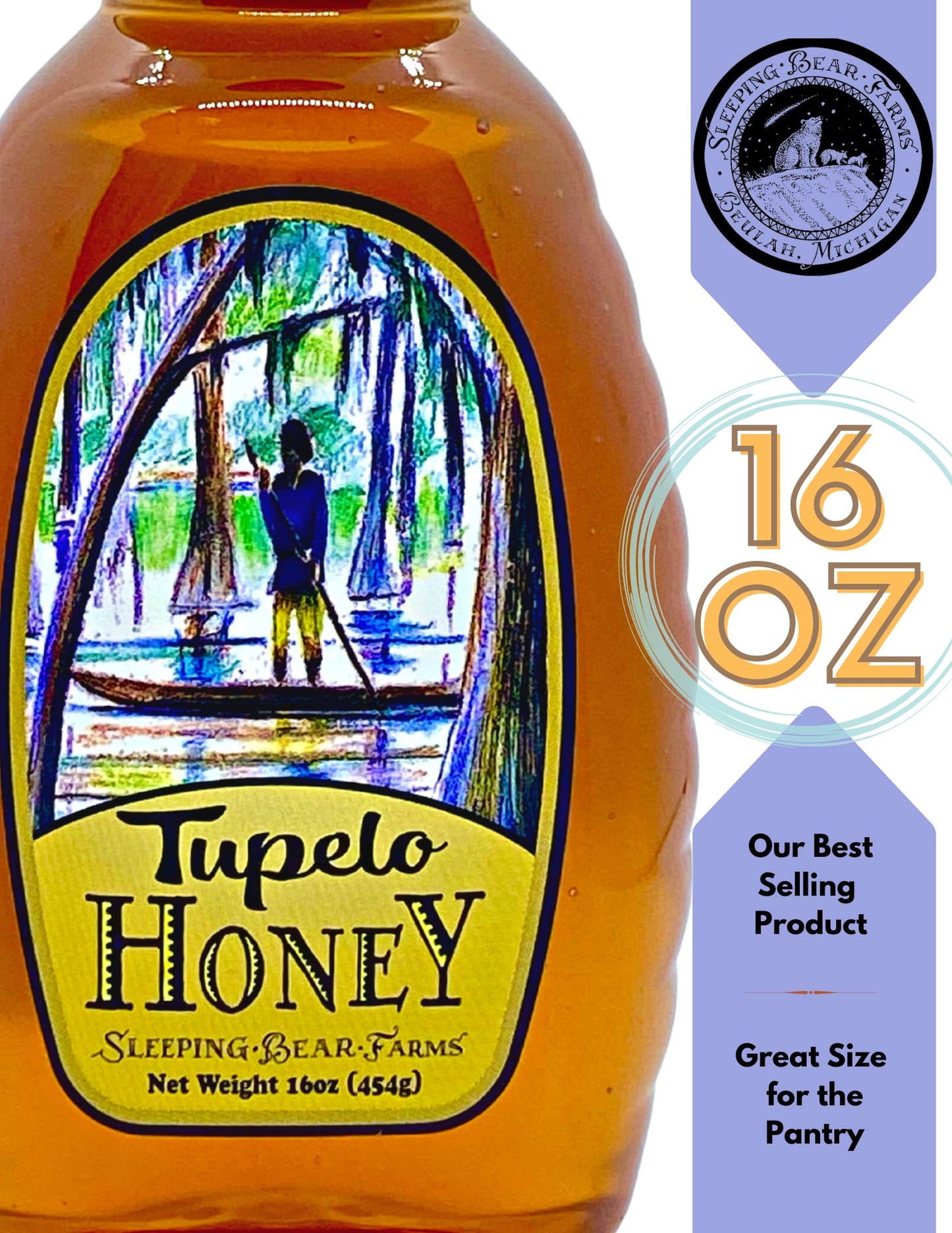 Tupelo Honey 16oz. Bottle- Premium from Sleeping Bear Farms Beekeepers in the Florida Apalachicola River Basin - Medaid International