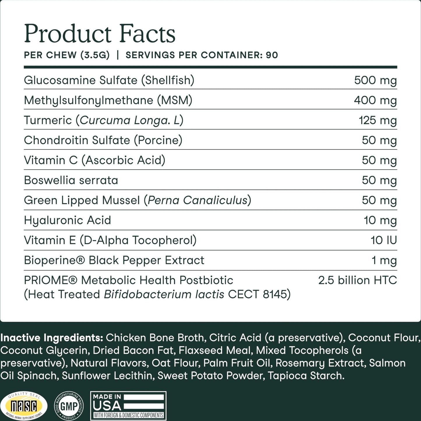 Fera Pets Hip & Joint Supplement for Dogs with Glucosamine, MSM, Chondroitin, & Green Lipped Mussel - Supports Healthy Joints and Weight Management - 90 Soft Chews