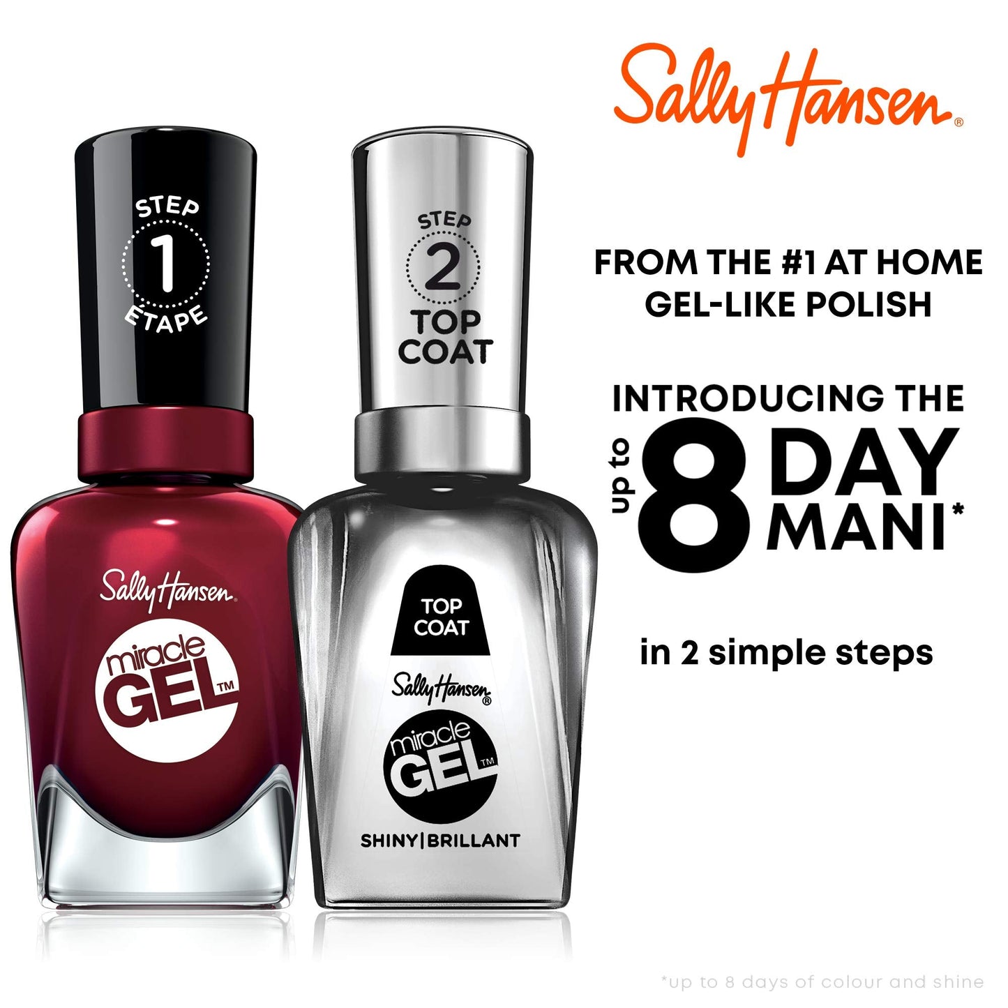 Sally Hansen Miracle Gel™, Shiny Top Coat, Long Lasting, Gel-Like Formula, No UV Lamp Needed, Clear Nail Polish - Medaid International