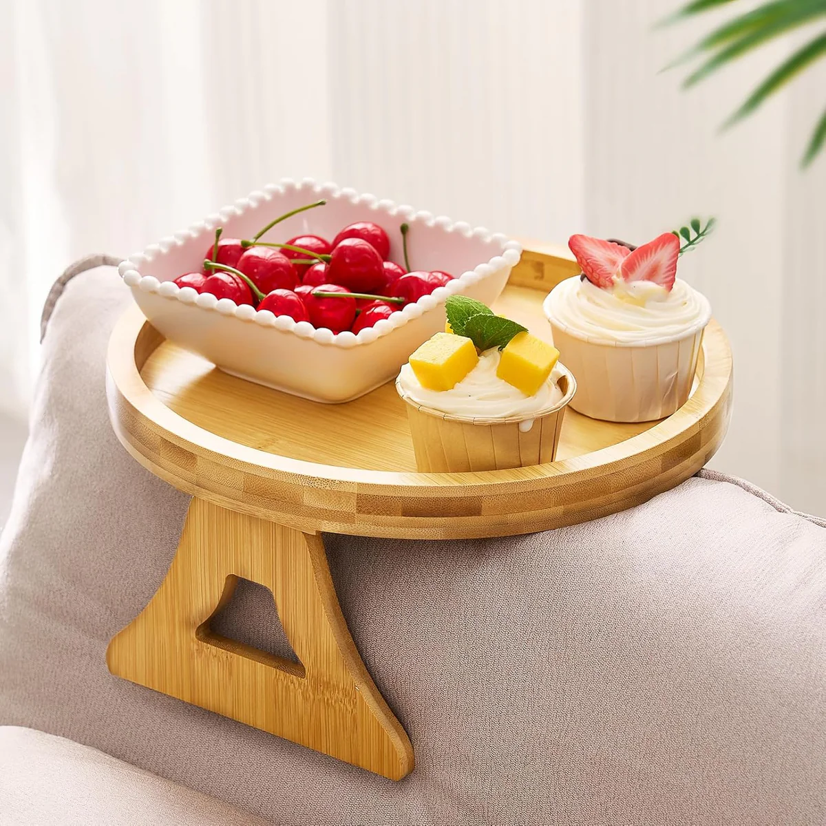 Round Bamboo Sofa Arm Tray - Medaid International