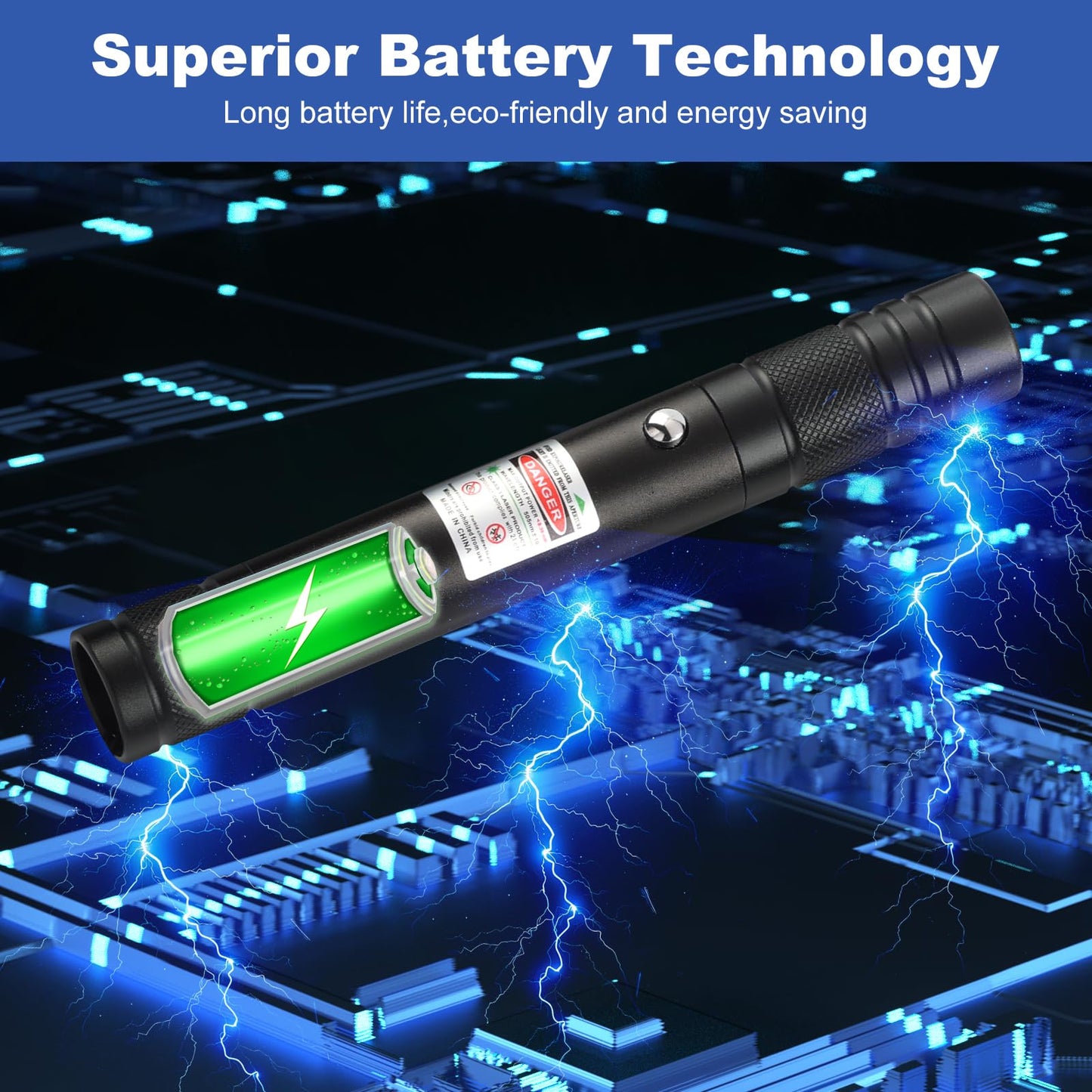 Damflew Green Laser Pointer High Power Pen - Long Range Rechargeable Laser Beam, USB Charging for Hiking, Presentations & Outdoor Use (Professional-Grade Green Light) - Medaid International