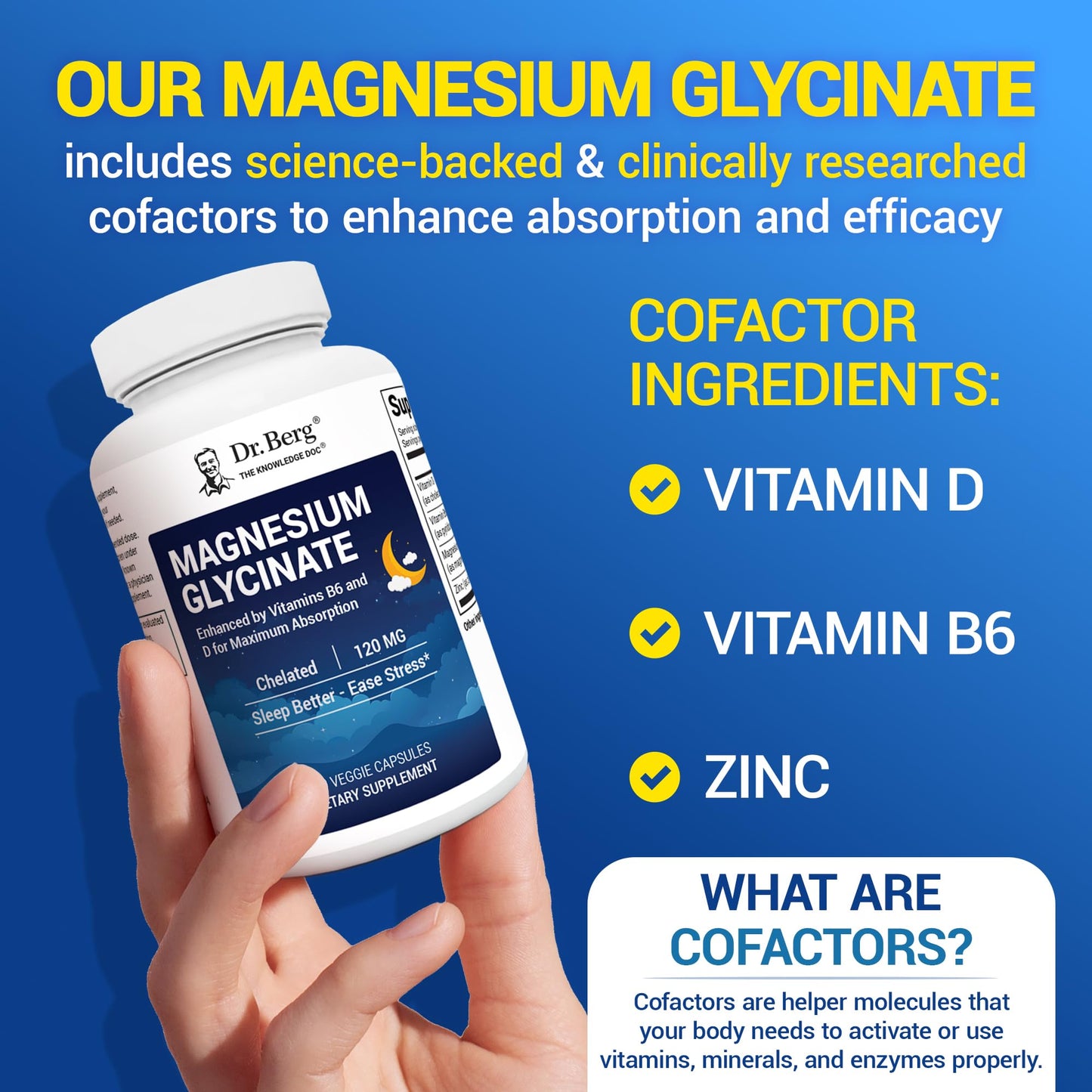 Dr. Berg Maximum Strength 4-in-1 Chelated Magnesium Glycinate with Clean, Potent & Pure Ingredients | 4X Lab-Tested & Verified | USA Formulated Magnesium Supplement Capsules | 150 Capsules - Medaid International