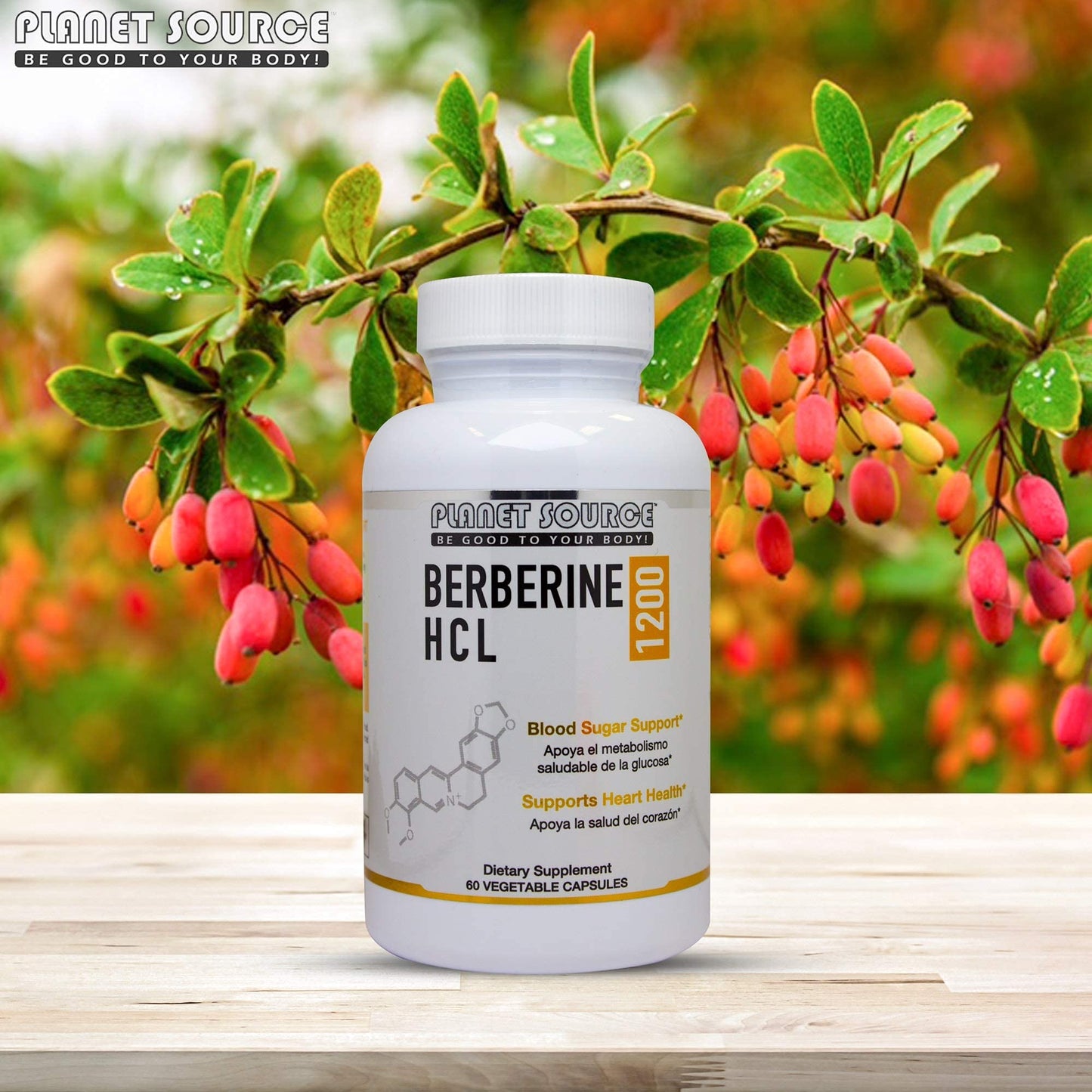 Planet Source Berberine HCl 1200 Mg per Serving 60 Capsules - Medaid International