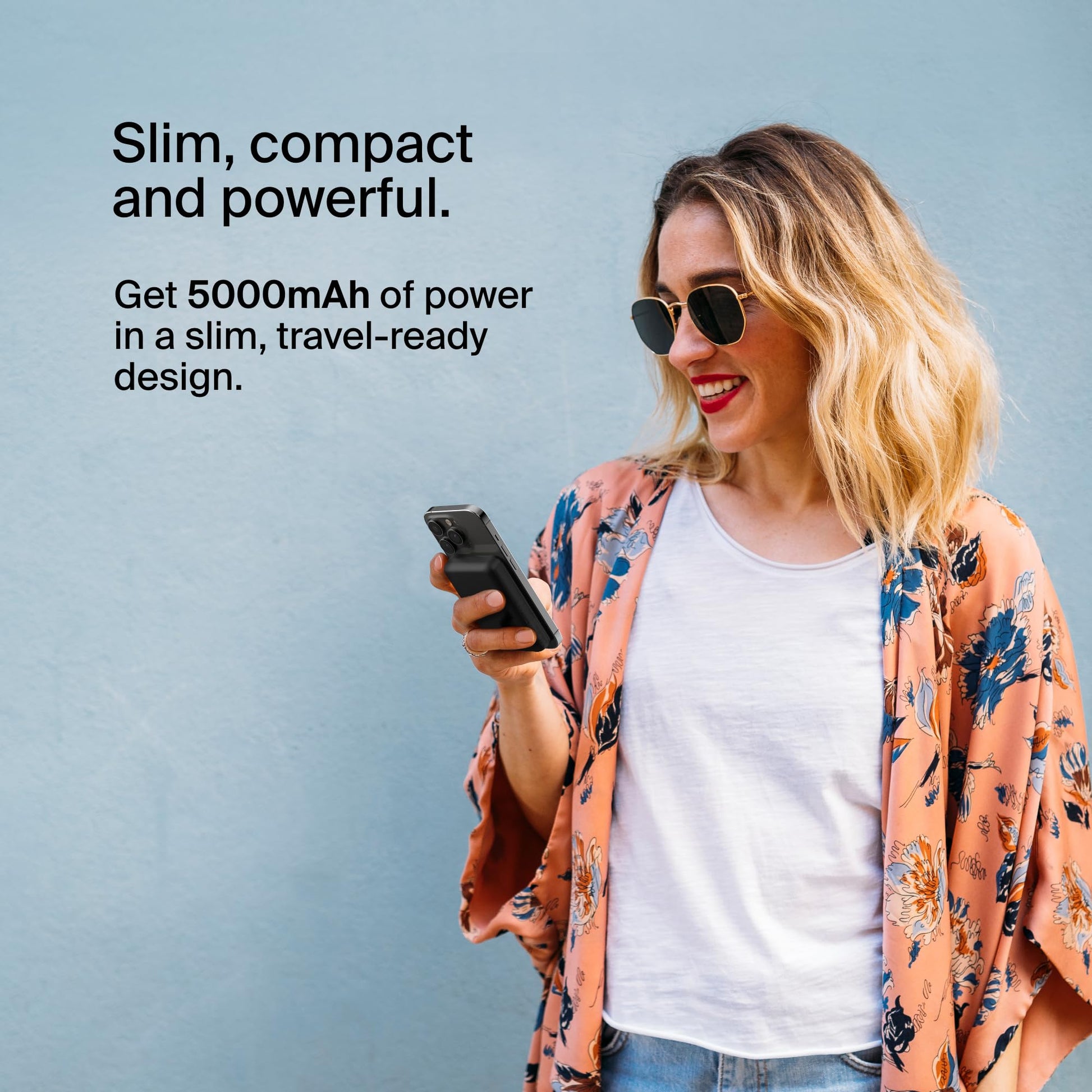 Belkin Portable Charger, Wireless Power Bank 5000 mAh MagSafe Charger 7.5W, Built-in Pop-up Kickstand - Compatible w/iPhone 17, Air, Pro, ProMax, AirPods, Apple Watch, Google Pixel 10, etc. - Black - Medaid International