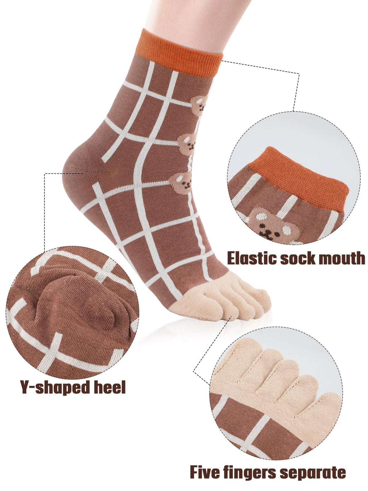 KASTWAVE 6 Pairs Women's Low Cut Five Toe Socks - Comfortable Running & Casual Separated Toe Design for Ladies