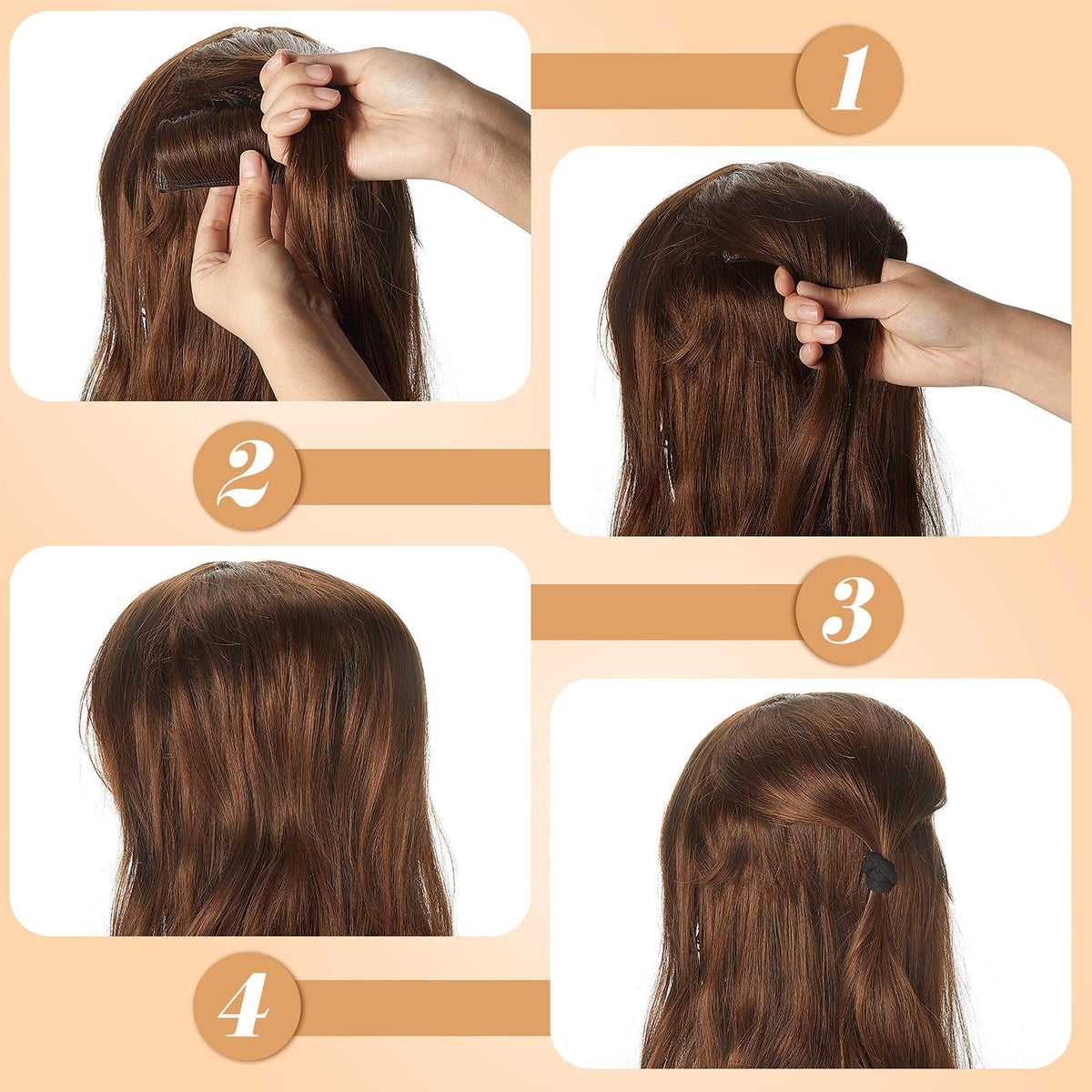 TERRIFI Invisible False Hair Clip, Bun Base Bump Fluffy Pad Styling Insert Tool, Volume Princess Styling Increased Pad for Women Girls (Black, Light Brown, Dark Brown)