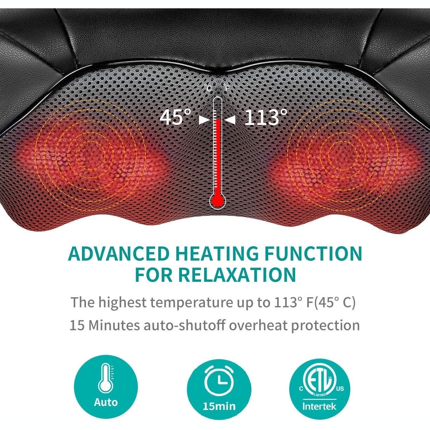 Nekteck Shiatsu Neck Massager for Pain Relief Deep Tissue with Heat, 3D Kneading Massage Pillow Back Shoulder Massagerfor Body Muscle, Plug-in Use for Home Office Car, Gifts for Mom Dad Him Her - Medaid International