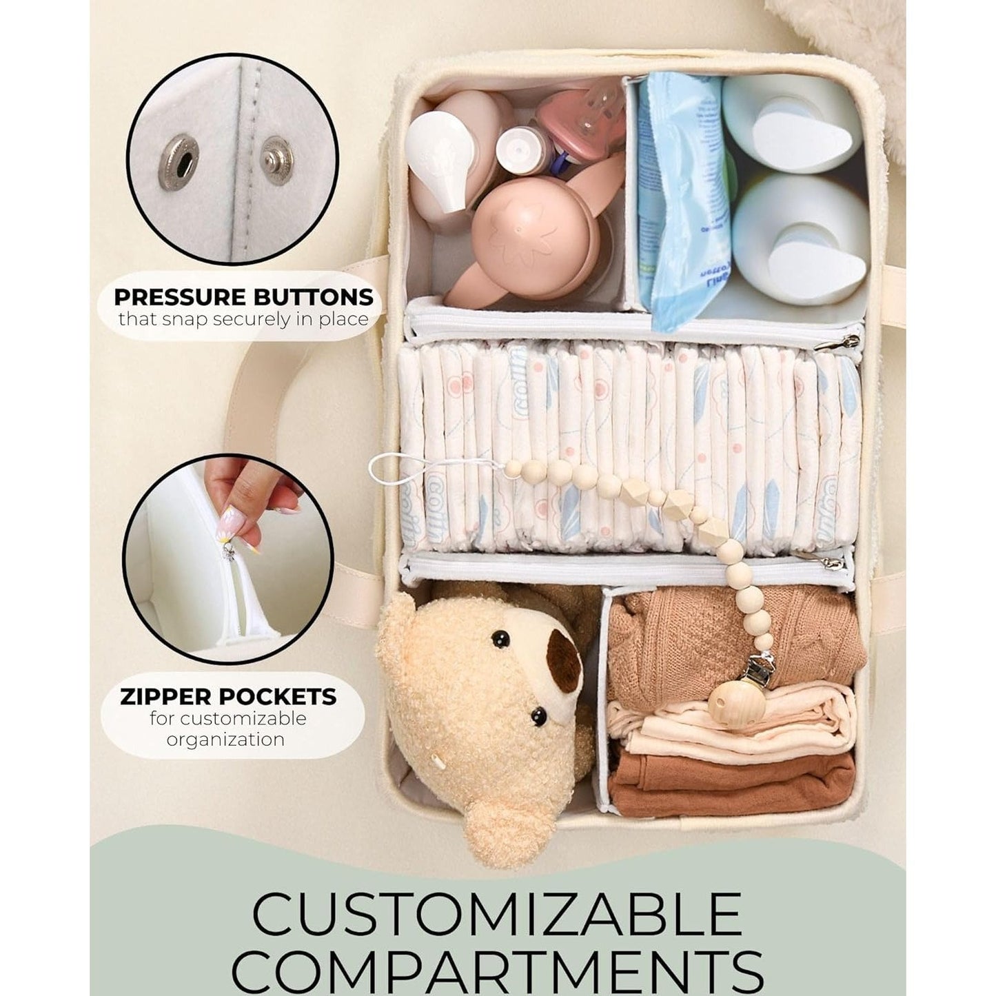 Little Baby Diaper Caddy Basket - Teddy