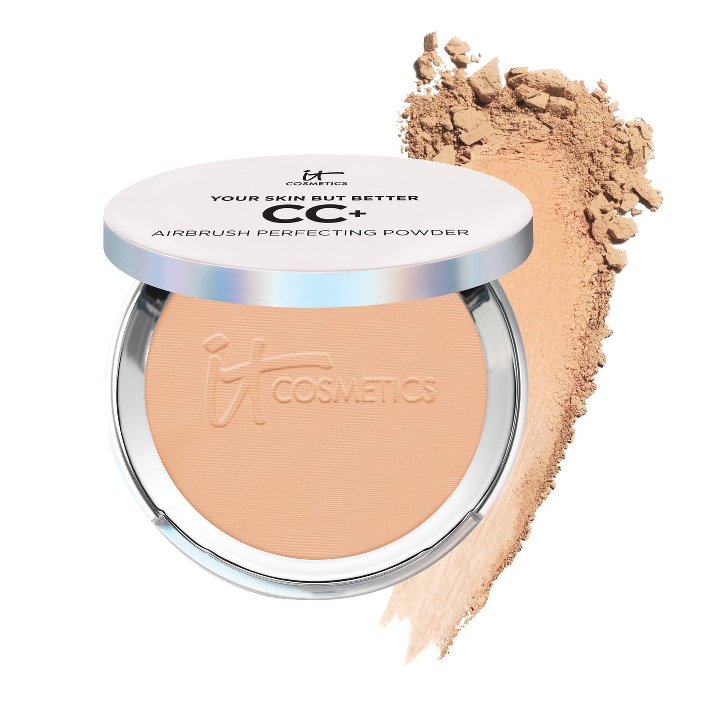 IT Cosmetics CC+ Airbrush Perfecting Powder Foundation (Medium) - Sheer to Full Coverage Pressed Powder, Blurring Pores & Dark Spots, Anti-Aging Face Makeup, Collagen & Niacinamide - 0.33 oz - Medaid International