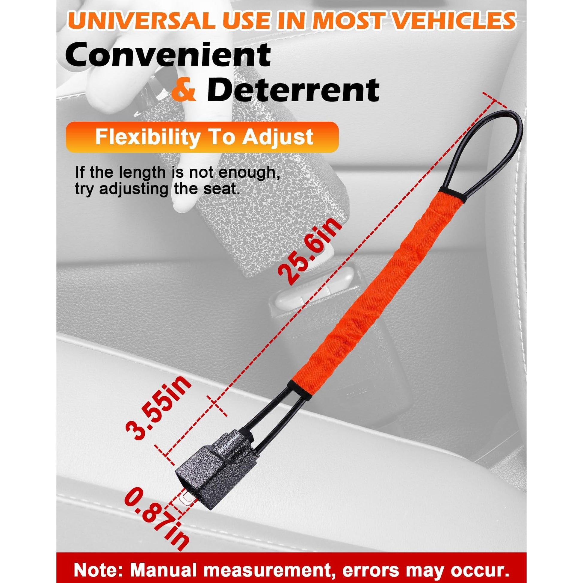 Tevlaphee Steering Wheel Lock Seat Belt Lock Universal Anti Theft Car Device Car Lock Car Theft Prevention with 3 Keys for Car Security Fit Most Vehicles Truck SUV Van (Orange) - Medaid International