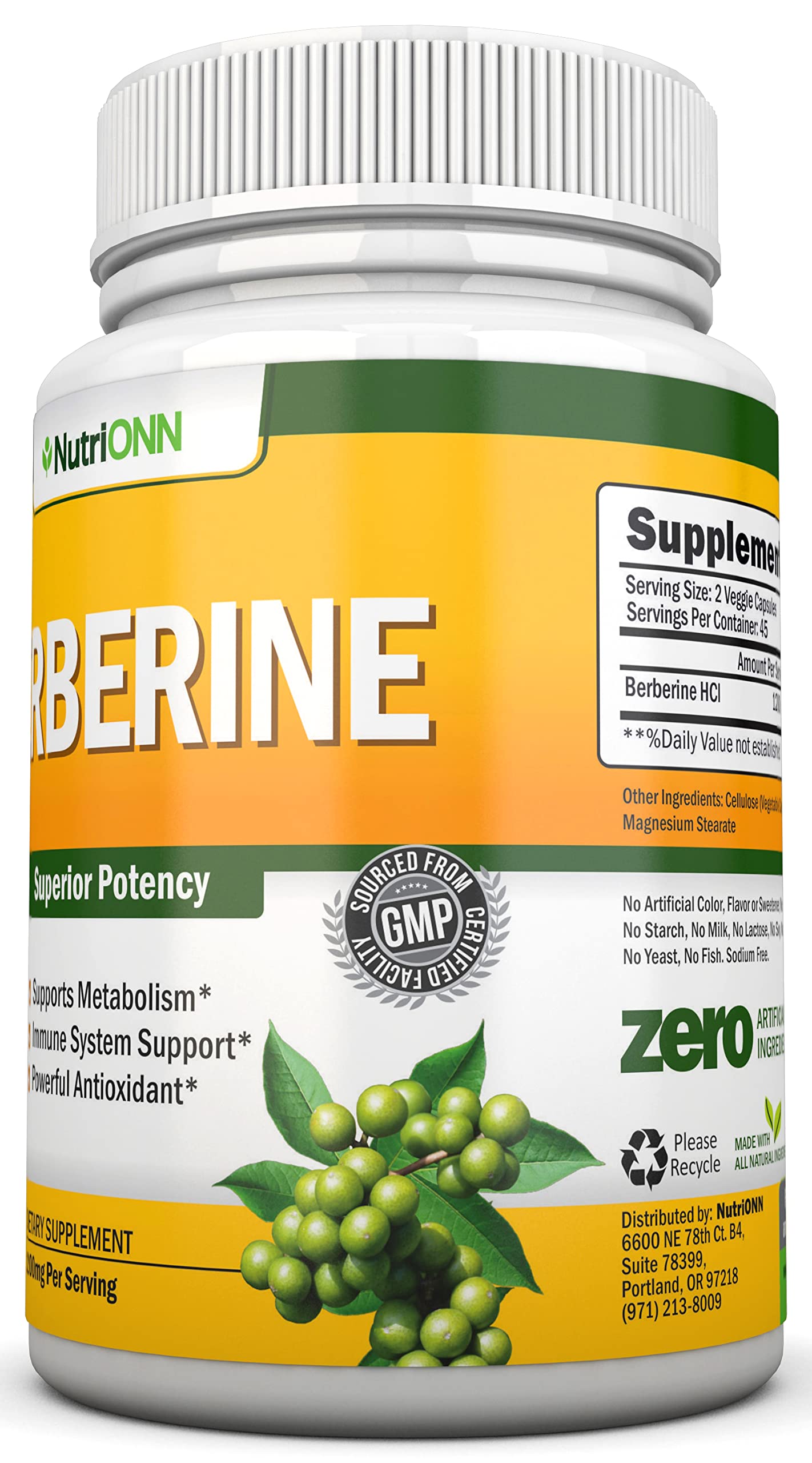 Berberine - 1200Mg Per Serving - 90 Vegetarian Capsules - Pure Berberine HCL Extract Supplement - Superior Potency to Support Immune Health - Medaid International