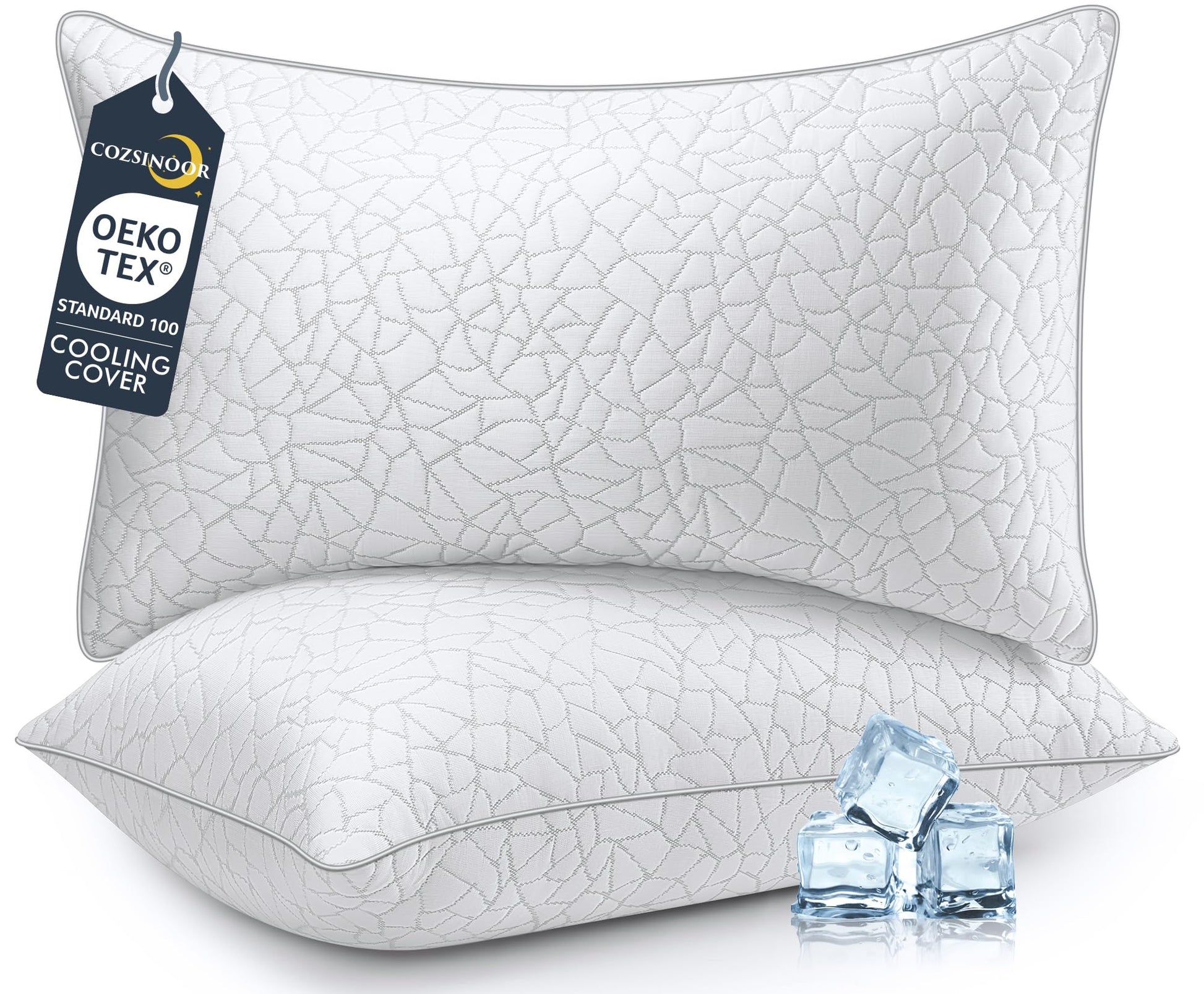 COZSINOOR Bed Pillows Queen Size - Cooling Premium Down Alternative Pillows Set of 2 for Side, Back, and Stomach Sleepers Hotel Quality Fluffy Soft Microfiber Fill Breathable Skin-Friendly - Medaid International