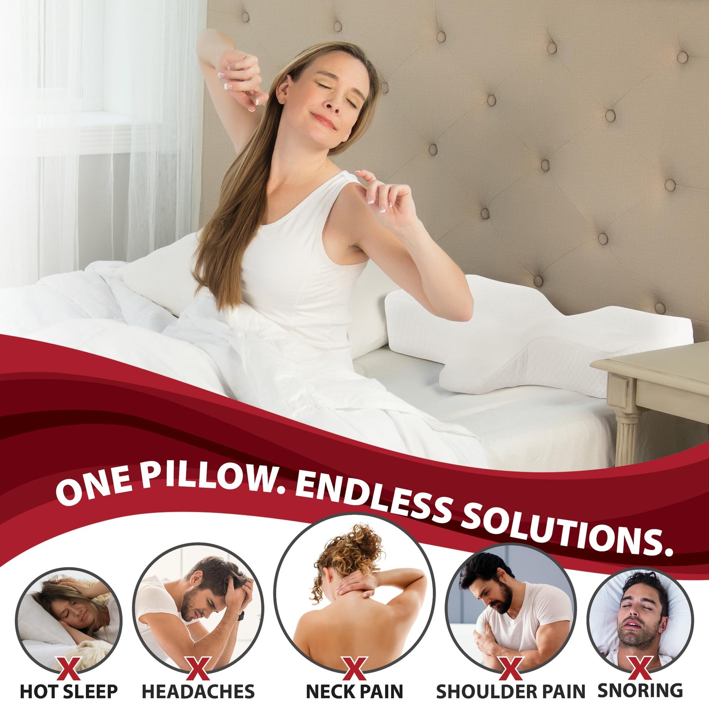 Therapeutica Cervical Orthopedic Foam Pillow – Back and Side Sleeping, Firm - Large - Medaid International