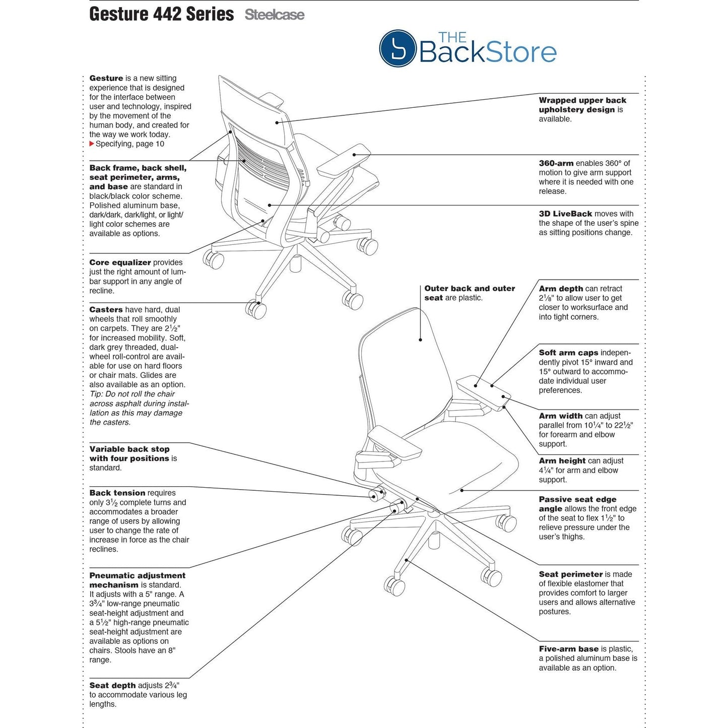 Steelcase Gesture Office Desk Chair with Headrest in Elmosoft Genuine White L151 Leather Plus Lumbar Support Platinum Metallic Frame with Seagull Seat/Back Merle Arms (Light/Light) - Medaid International