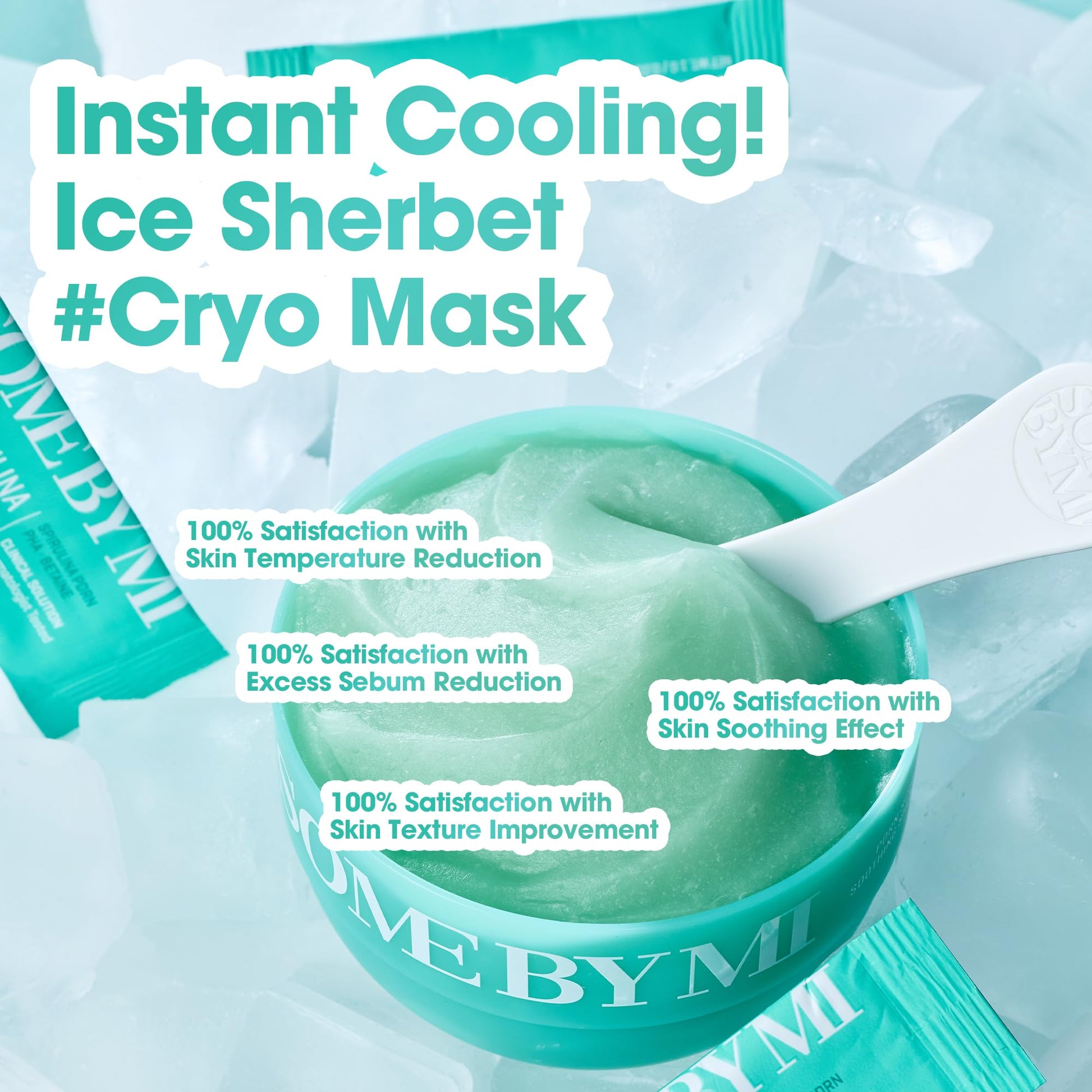 SOME BY MI PDRN Spirulina Soothing Sherbet Mask – 10 Sticks – Korean Vegan Wash-Off Face Mask that Cools by 10.9°C in 10 Minutes – Revitalizes Skin with Spirulina, Seaweed & PHA – Korean Skin Care - Medaid International