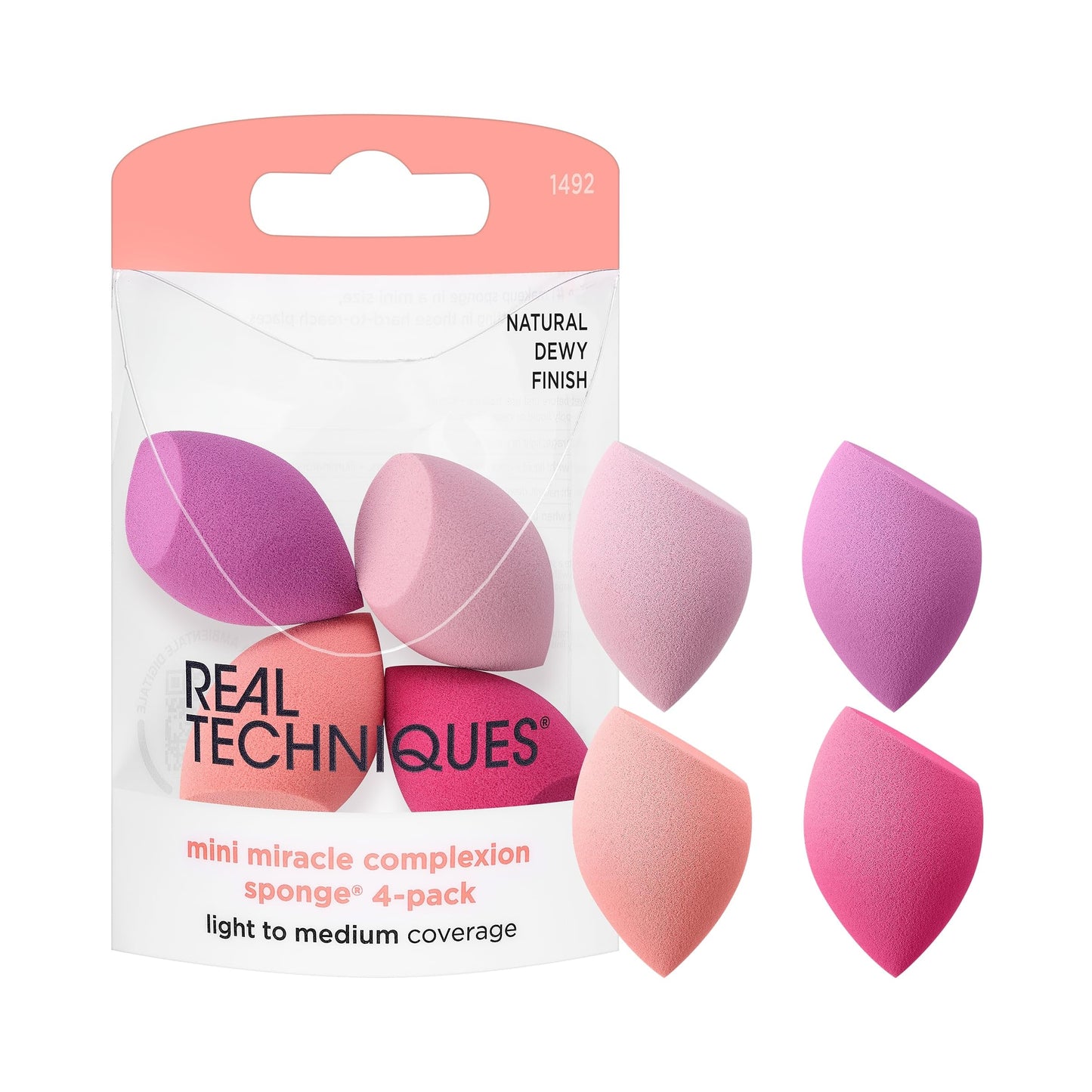 Real Techniques Mini Miracle Complexion Sponge 4 Pack, Small Makeup Blending Sponges, For Foundation & Concealer, Mini Size for Under Eyes & Touch-Ups, Travel Friendly, Natural Makeup, Latex-Free - Medaid International