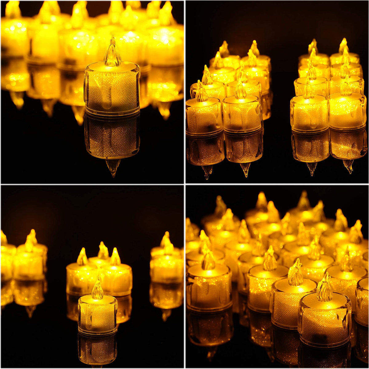 LED Tea Lights, 12 Pcs Gold Flameless Battery Operated Votive Tealights Candle, Small Electric Fake Tea Candle Realistic for Wedding, Table, Festival Celebration (Warm White, No Flash)