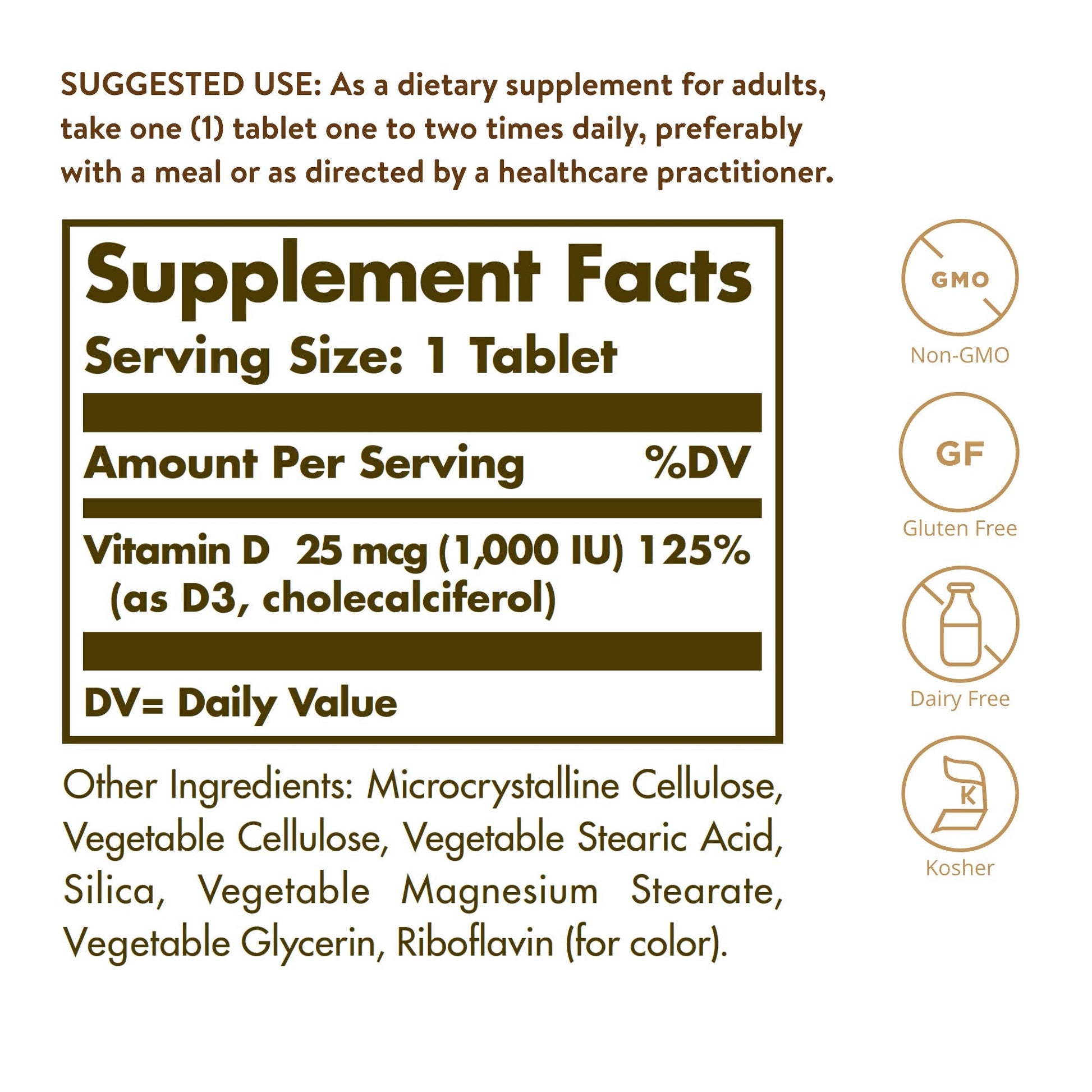 Solgar Vitamin D3 (Cholecalciferol) 25 mcg (1000 IU) – 180 Tablets - Helps Maintain Healthy Bones & Teeth - Immune System Support - Non-GMO, Gluten Free, Dairy Free, Kosher - 180 Servings - Medaid International