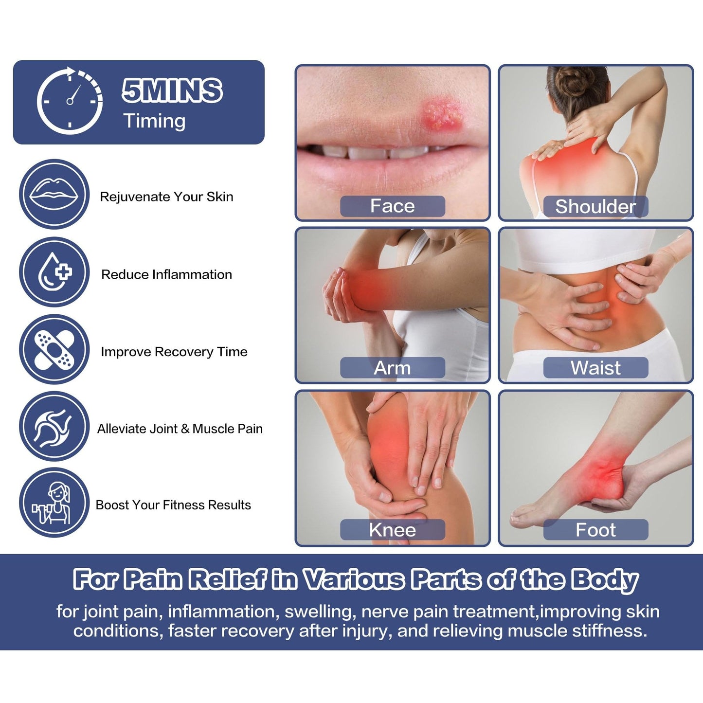 Infrared Red Light Therapy Device for Joints & Muscles Pain Relief, 460:630:660:850:900nm Cold Sore Canker Fever Treat, Portable Near Infrared Wand for Face & Body Mouth Nose Effective 2 in 1 Modes - Medaid International