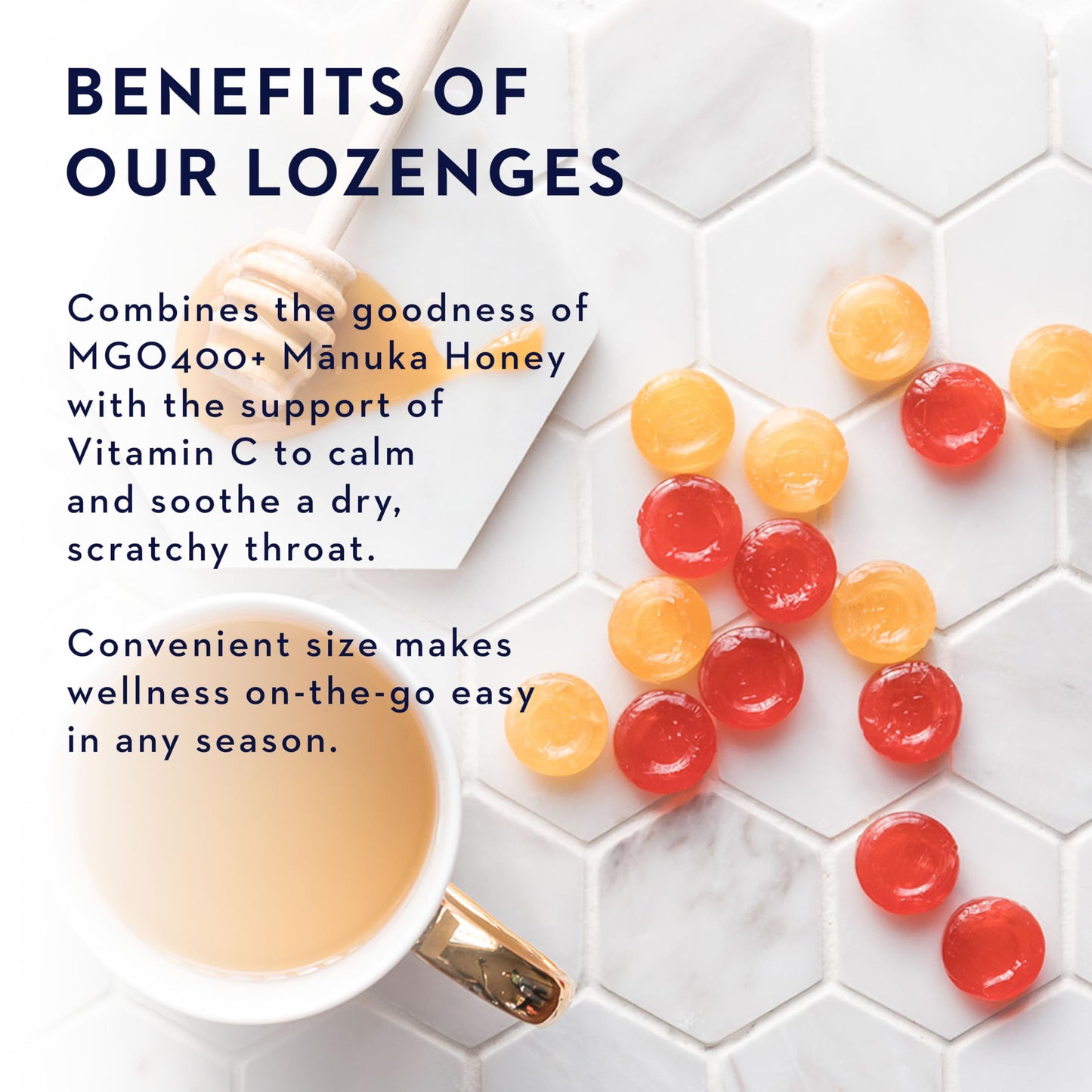 Manuka Health Manuka Honey Cough Drops – 58 Natural Lemon Flavored Throat Lozenges Infused with Raw Manuka Honey and Vitamin C for Immune Support - Medaid International