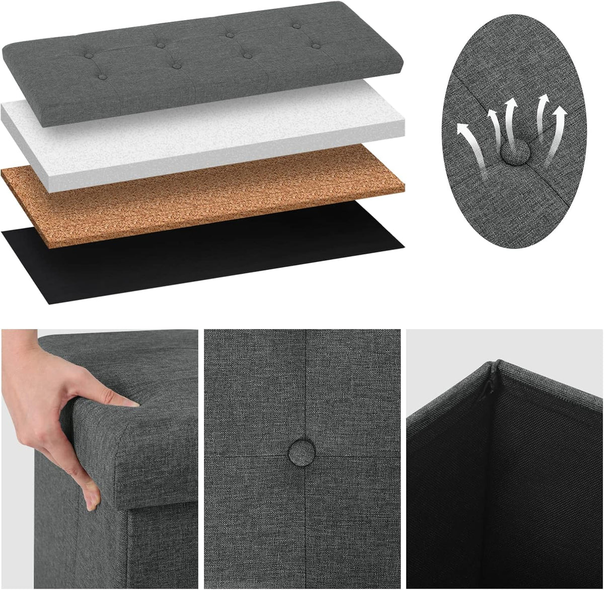 WOLTU Footstool Storage bench (SH11DGR_1)