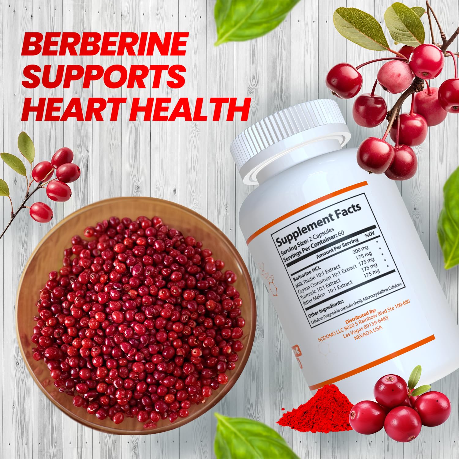HARMONIFY Berberine Supplement with Ceylon Cinnamon, Milk Thistle, Turmeric, Bitter Melon Complex, 120 Capsules, 1000 mg, Vegan, Non-GMO - Medaid International