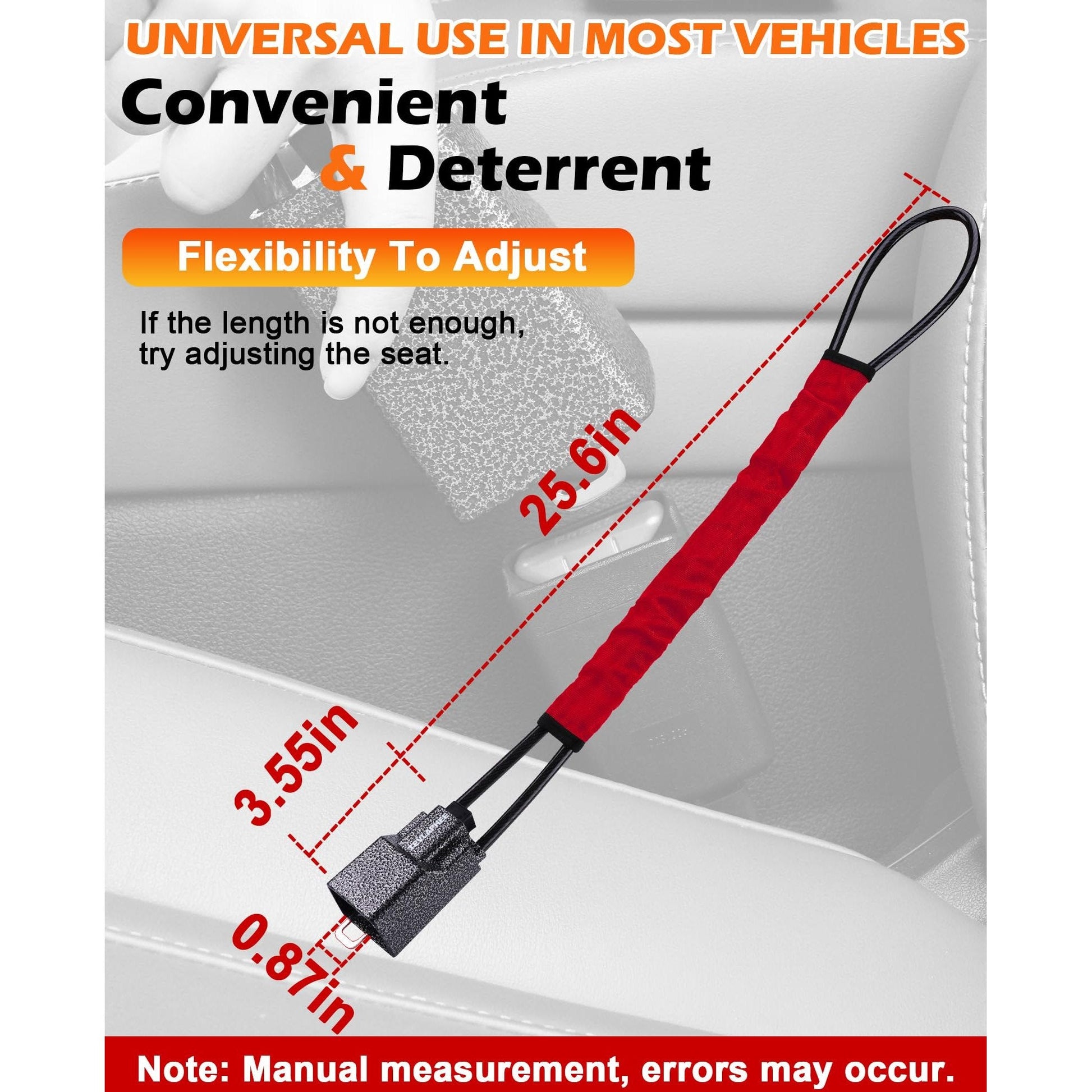 Tevlaphee Steering Wheel Lock Seat Belt Lock Universal Anti Theft Car Device Car Lock Car Theft Prevention with 3 Keys for Car Security Fit Most Vehicles Truck SUV Van (Red) - Medaid International