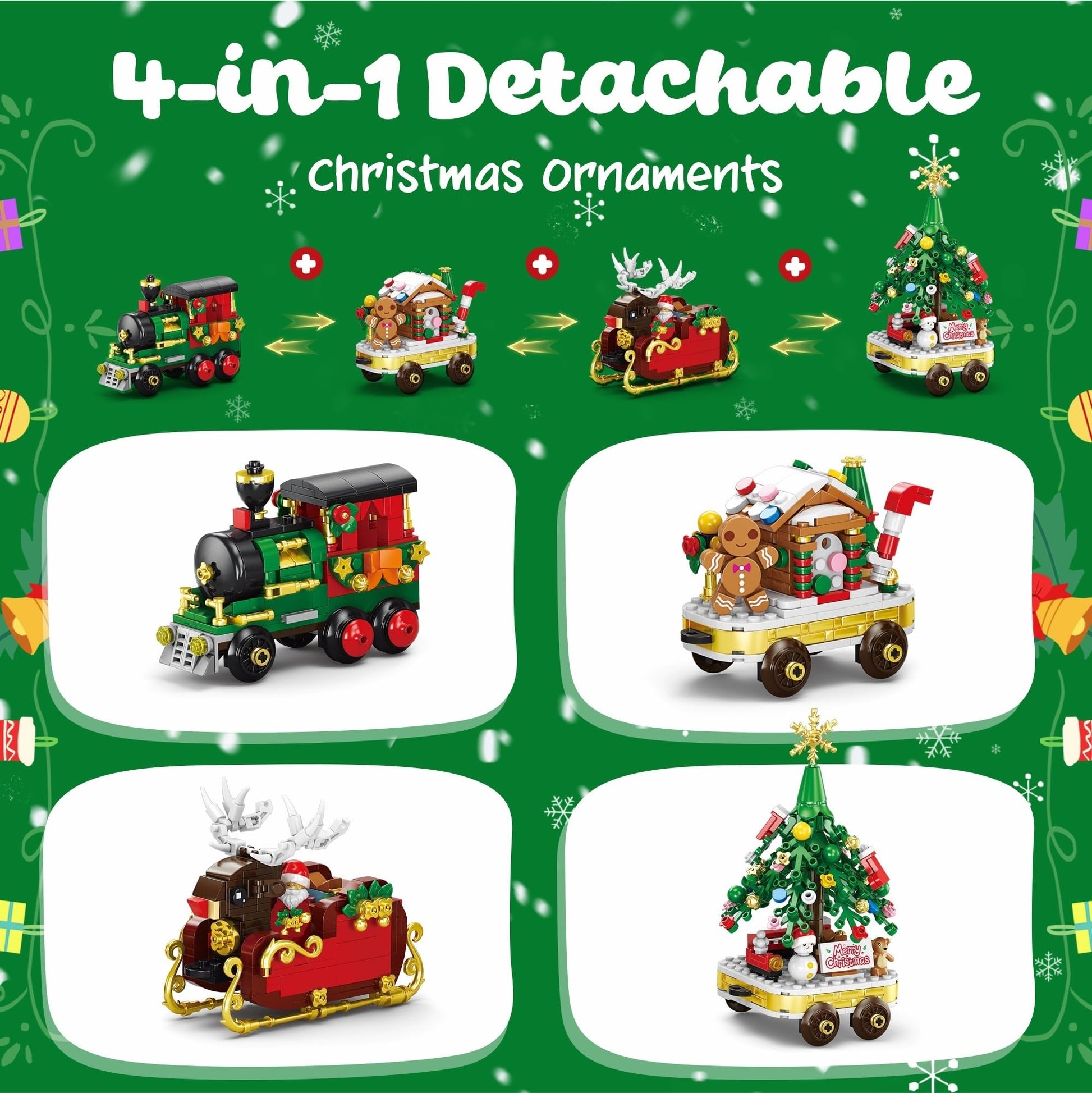 Advent Calendar 2025 Christmas Train Building Set with Lights, 24 Boxes Christmas Countdown Surprise Blocks Compatible with Lego, Xmas Gifts for Kids Adults (849PCS) - Medaid International